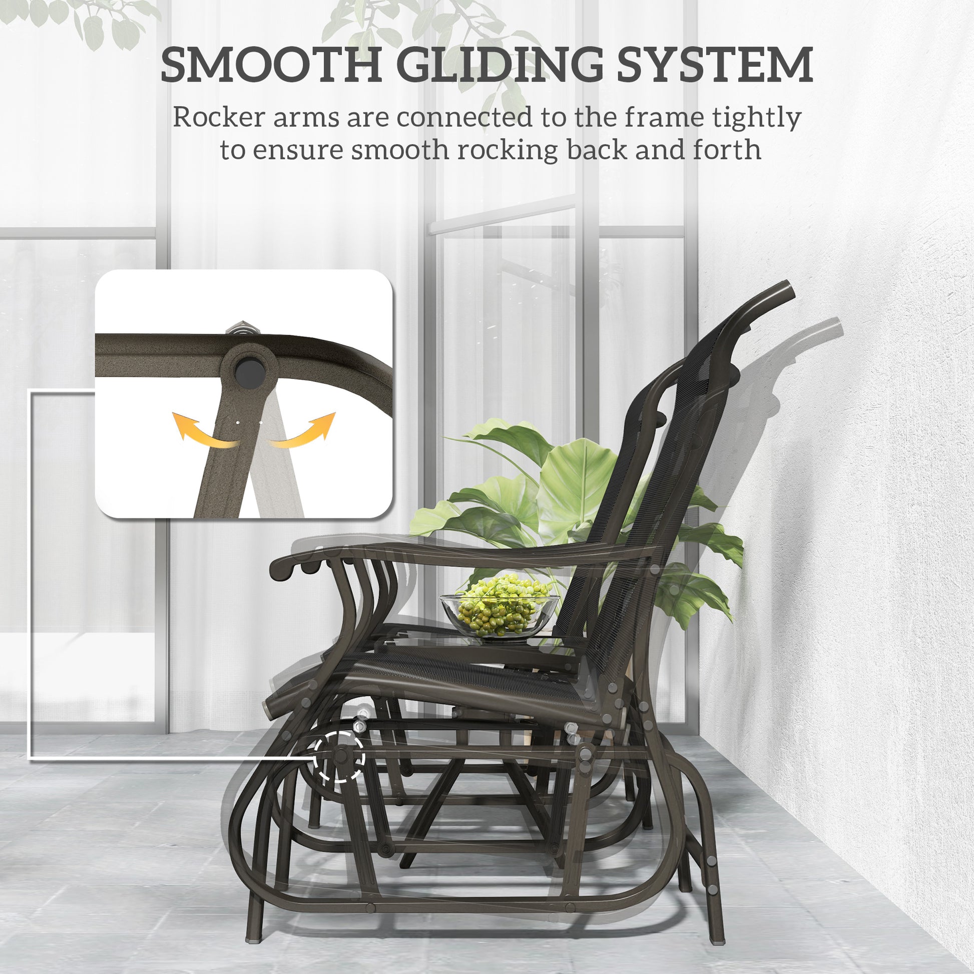 Gliding Chair & Bistro Table Set - Black 3pc-DECOROLALA