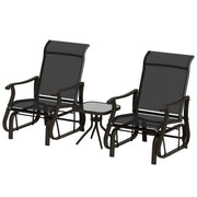 Gliding Chair & Bistro Table Set - Black 3pc-DECOROLALA