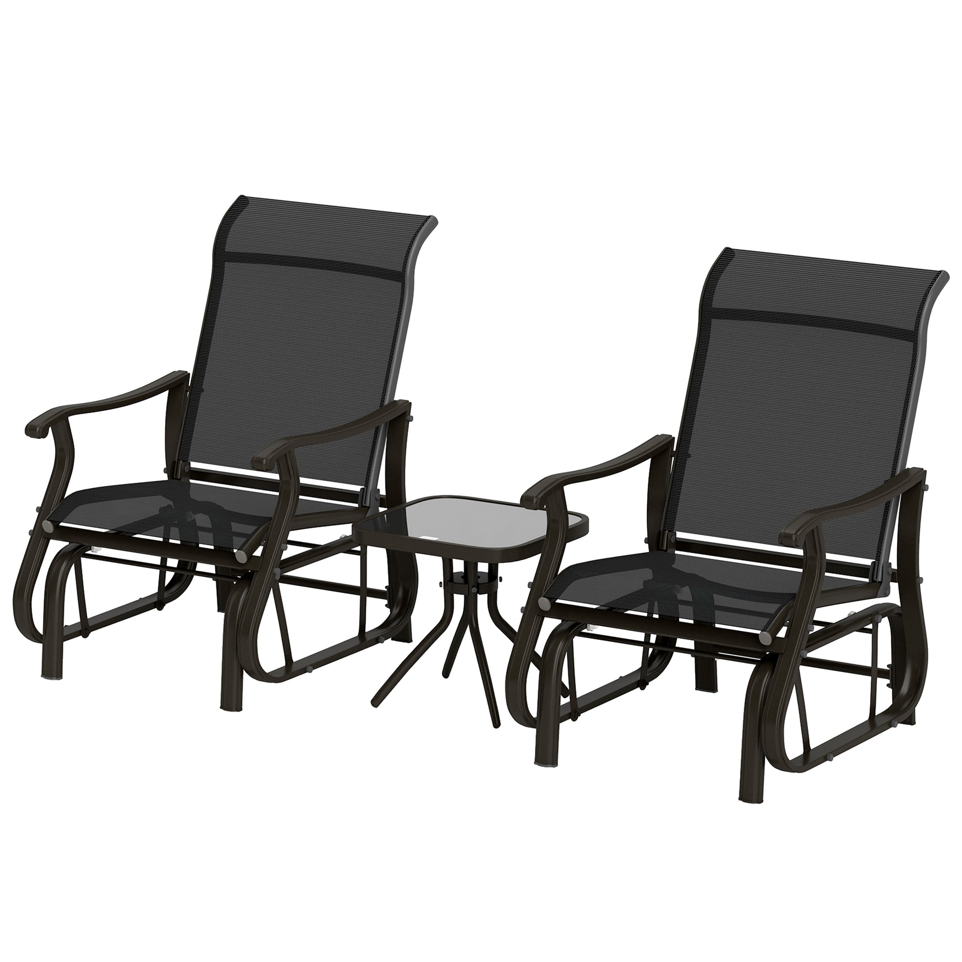 Gliding Chair & Bistro Table Set - Black 3pc-DECOROLALA