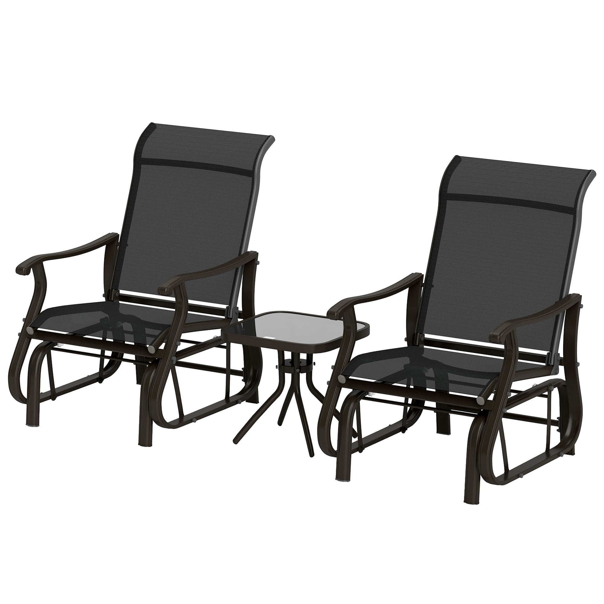 Gliding Chair & Bistro Table Set - Black 3pc-DECOROLALA