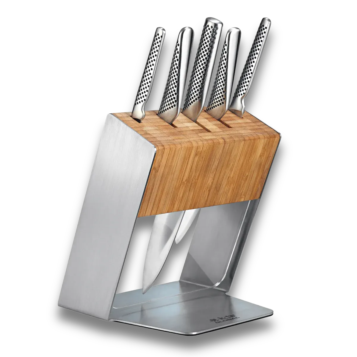 Global Katana 6-Piece Knife Block Set | Bamboo & Steel-Knife Set-DECOROLALA