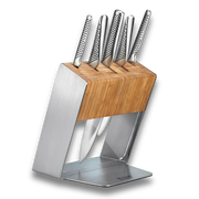 Global Katana 6-Piece Knife Block Set | Bamboo & Steel-Knife Set-DECOROLALA