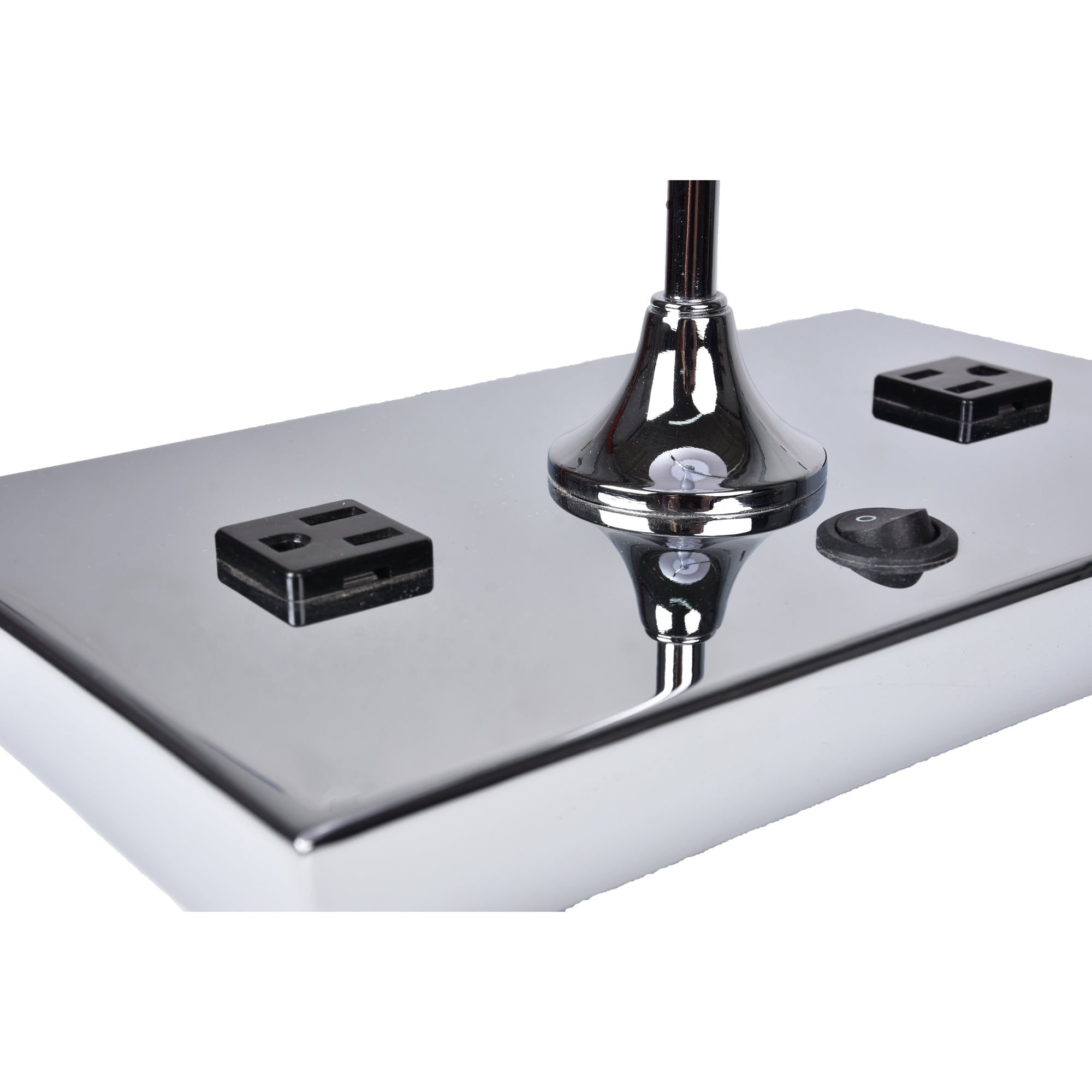 Globo Table Lamp with 2 Outlets, Chrome, LED-Table Lamp-DECOROLALA