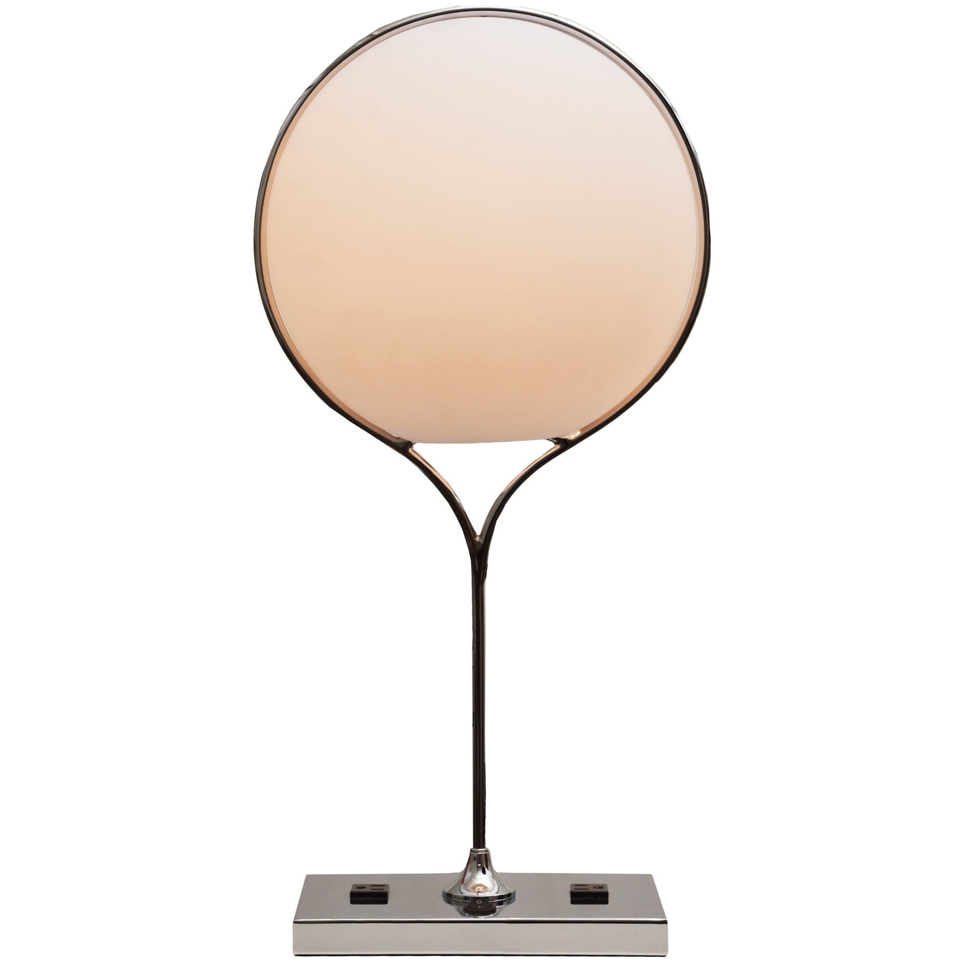 Globo Table Lamp with 2 Outlets, Chrome, LED-Table Lamp-DECOROLALA