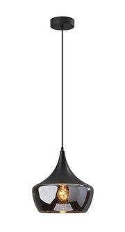 Gnome Smoked Glass Black Metal Pendant Lamp-Pendants-Hanging Lights-DECOROLALA
