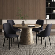 Godiva 5-Piece Dining Set - Black Pedestal Table & 4 Chairs-DECOROLALA