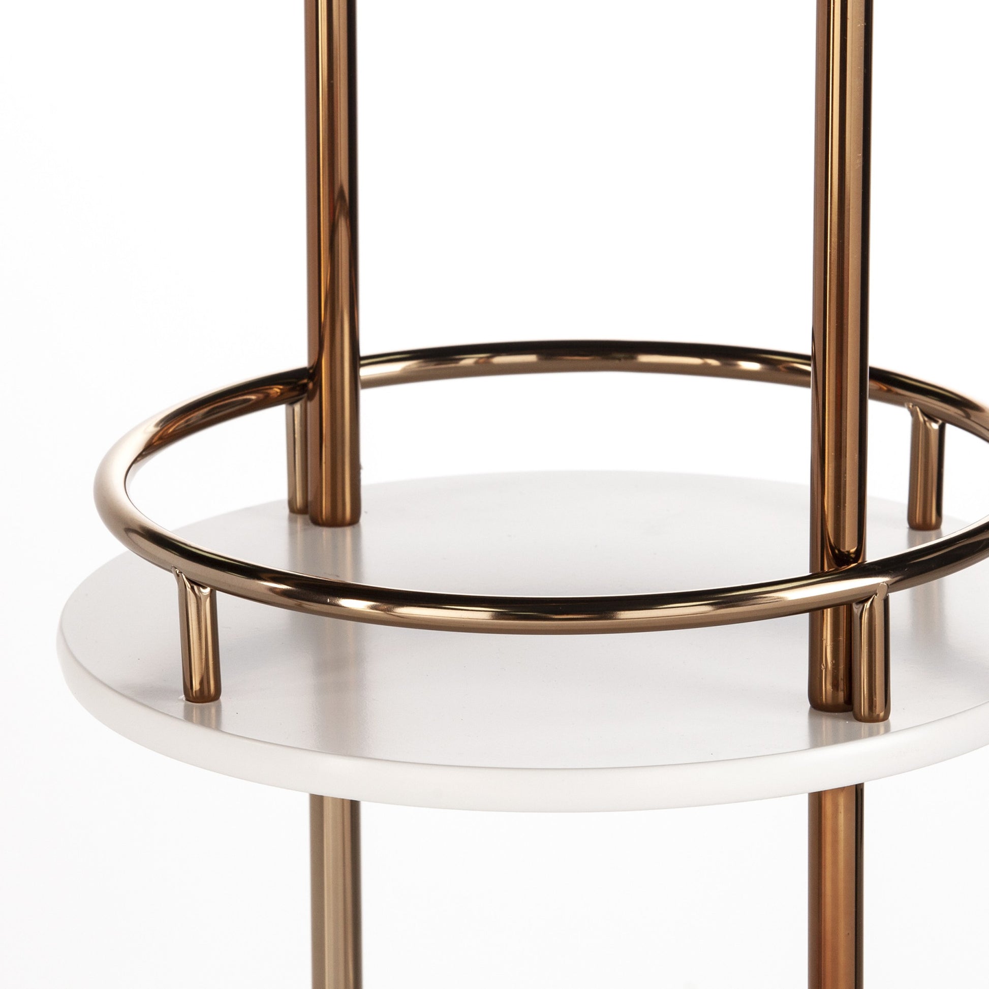 Gold Black and White Metal Oval Bar Cart With Wine Storage-Bar Carts and Servers-DECOROLALA