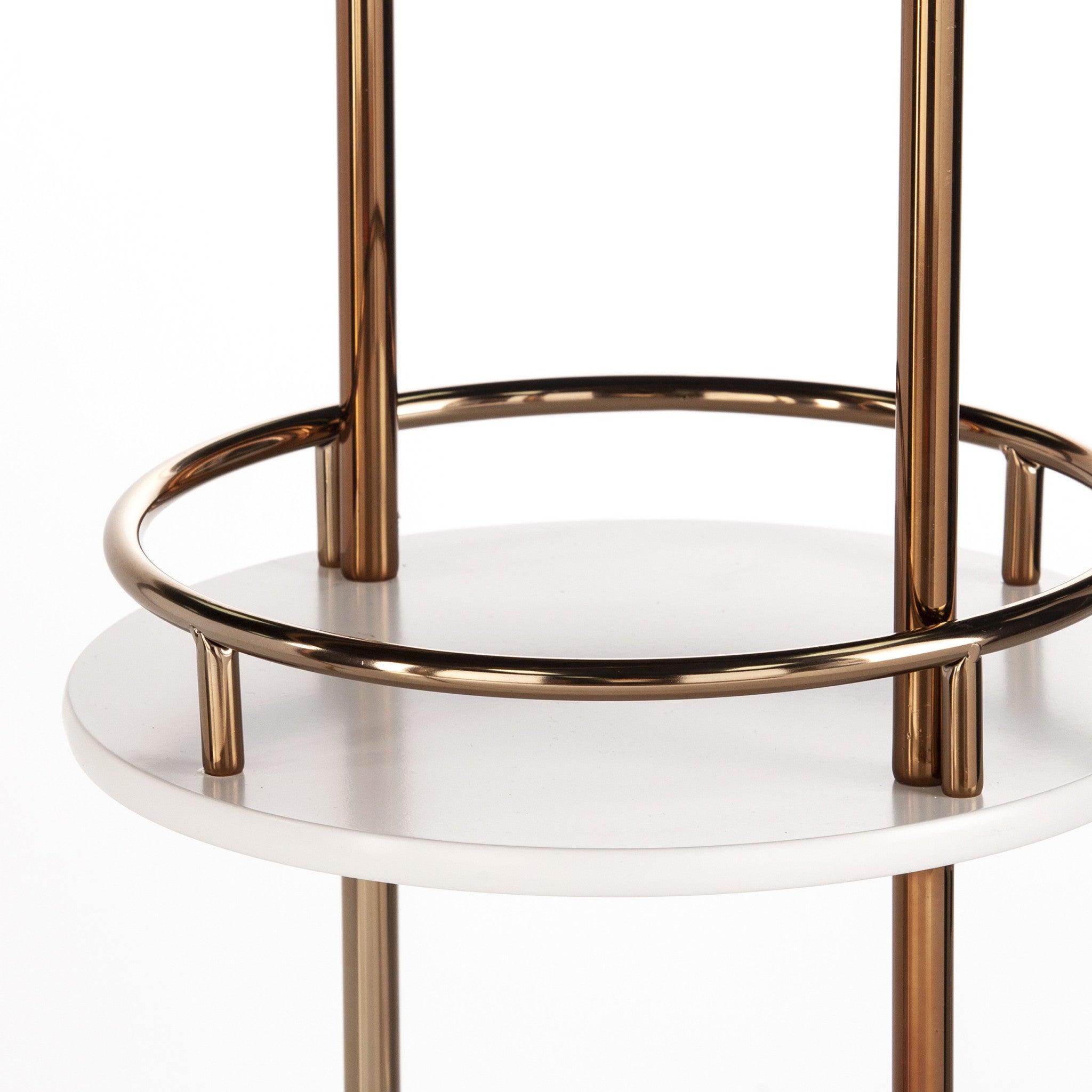 Gold Black and White Metal Oval Bar Cart With Wine Storage-Bar Carts and Servers-DECOROLALA