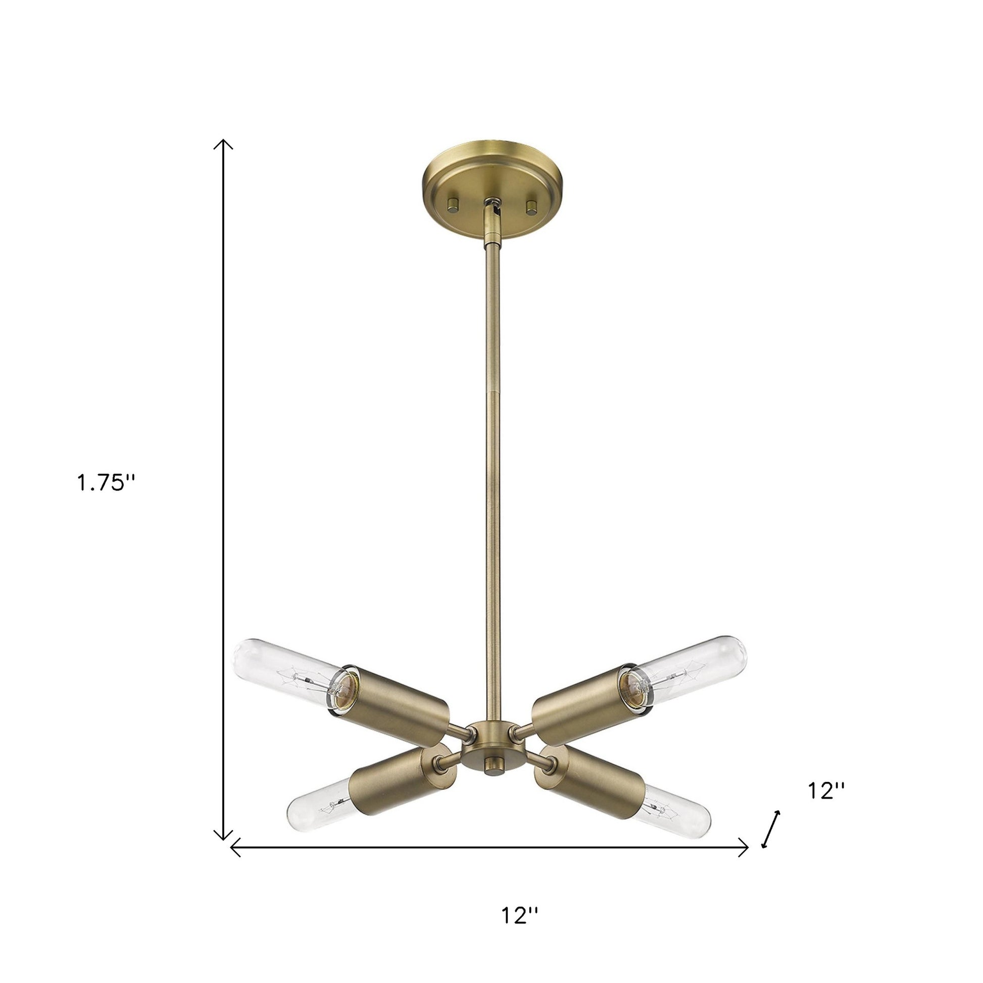 Gold Four Light Metal Dimmable Chandelier-Chandeliers-DECOROLALA