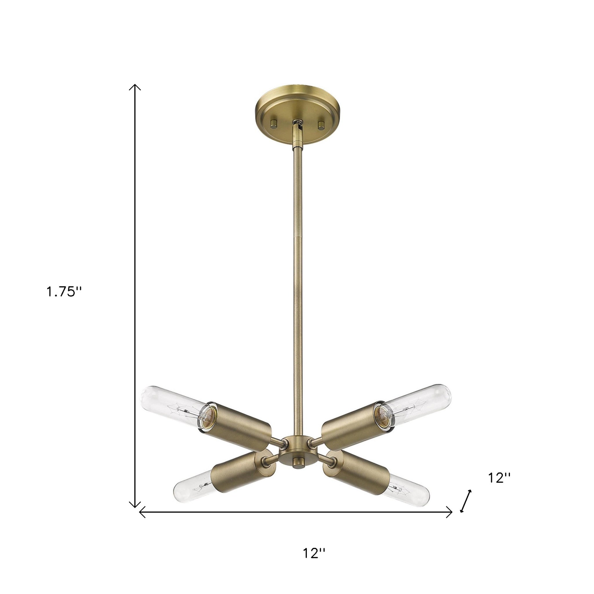 Gold Four Light Metal Dimmable Chandelier-Chandeliers-DECOROLALA