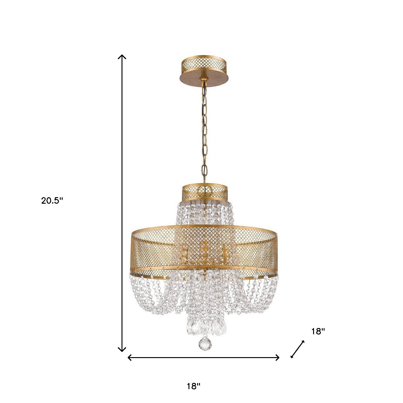 Gold Four Light Metal and Crystals Dimmable Chandelier With Shades-Chandeliers-DECOROLALA