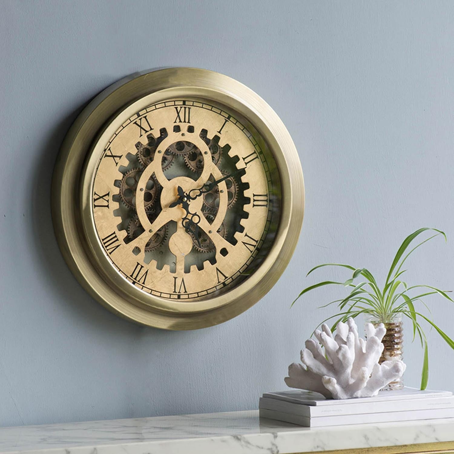 Gold Industrial Style Round Wall Clock-Wall Clocks-DECOROLALA