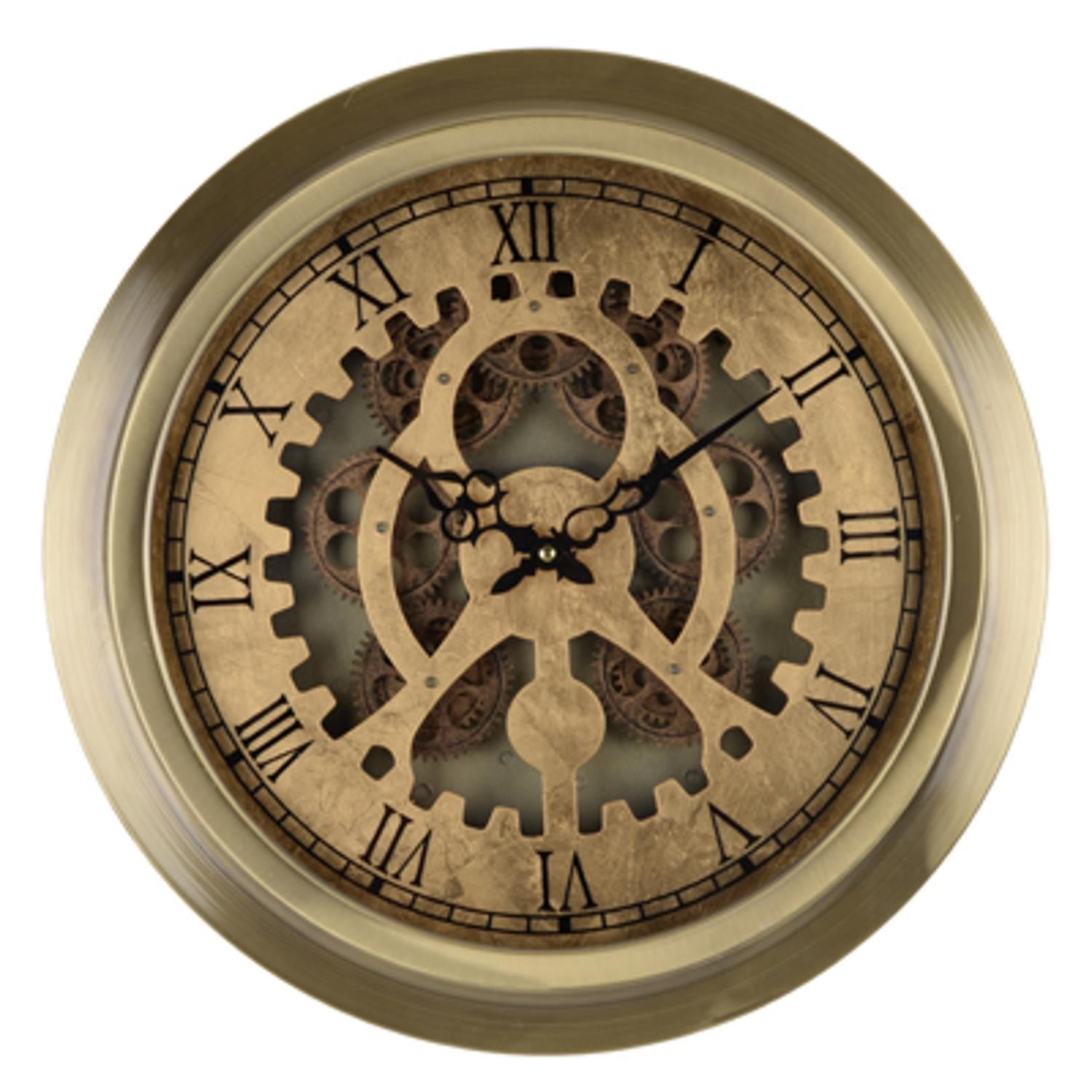 Gold Industrial Style Round Wall Clock-Wall Clocks-DECOROLALA
