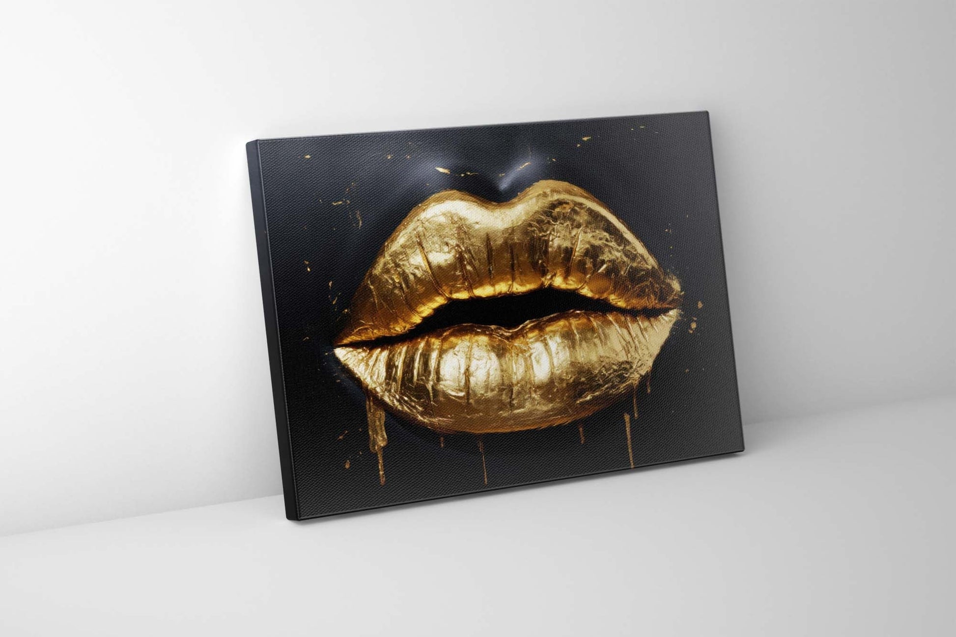 Gold Lips Fine Art Canvas 48" x 36"-Canvas Print-DECOROLALA