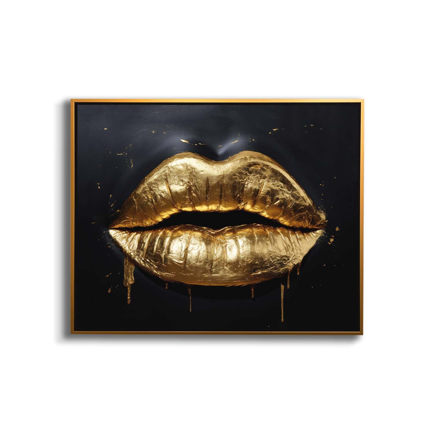 Gold Lips Fine Art Canvas 48" x 36"-Canvas Print-DECOROLALA