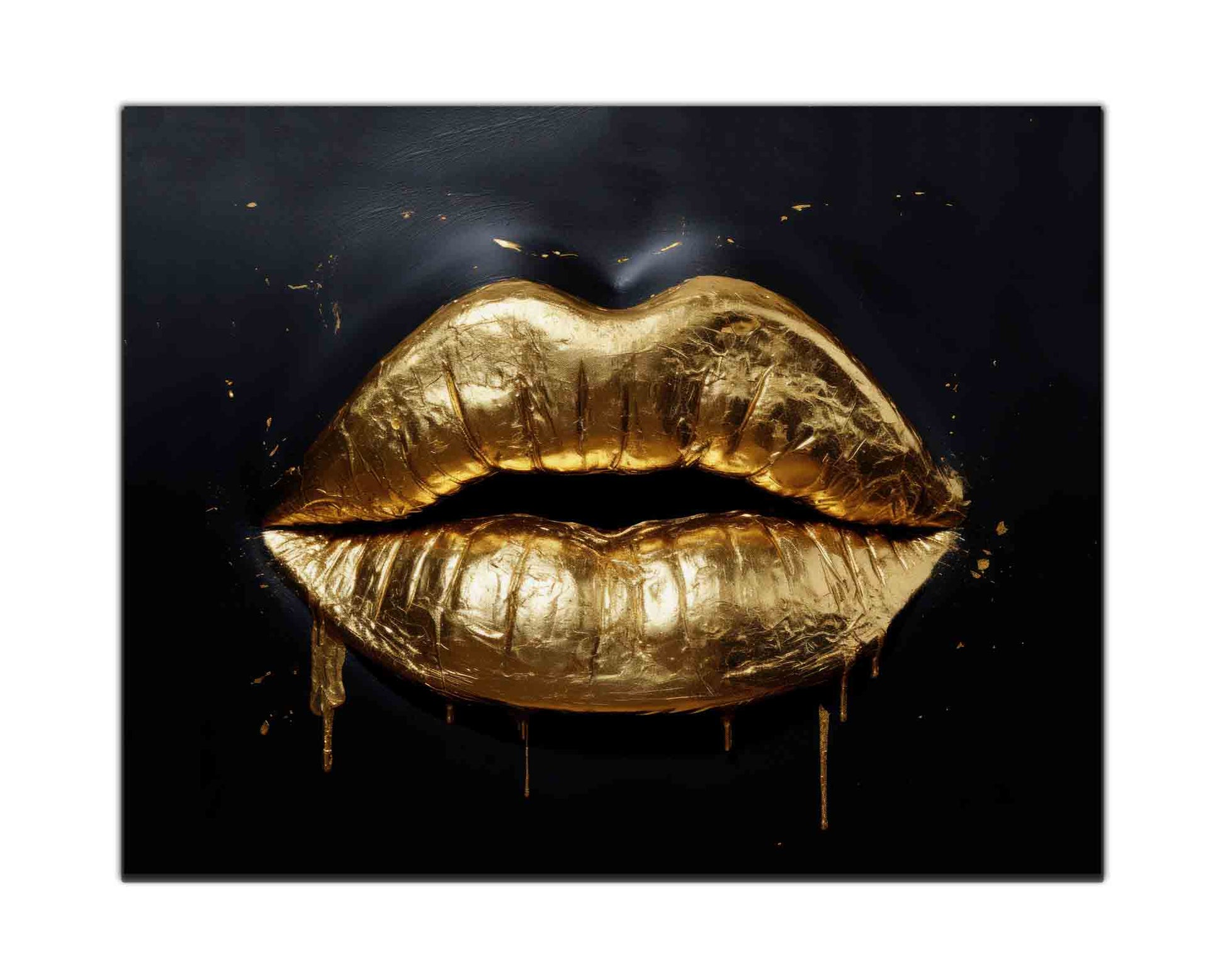 Gold Lips Fine Art Canvas 48" x 36"-Canvas Print-DECOROLALA