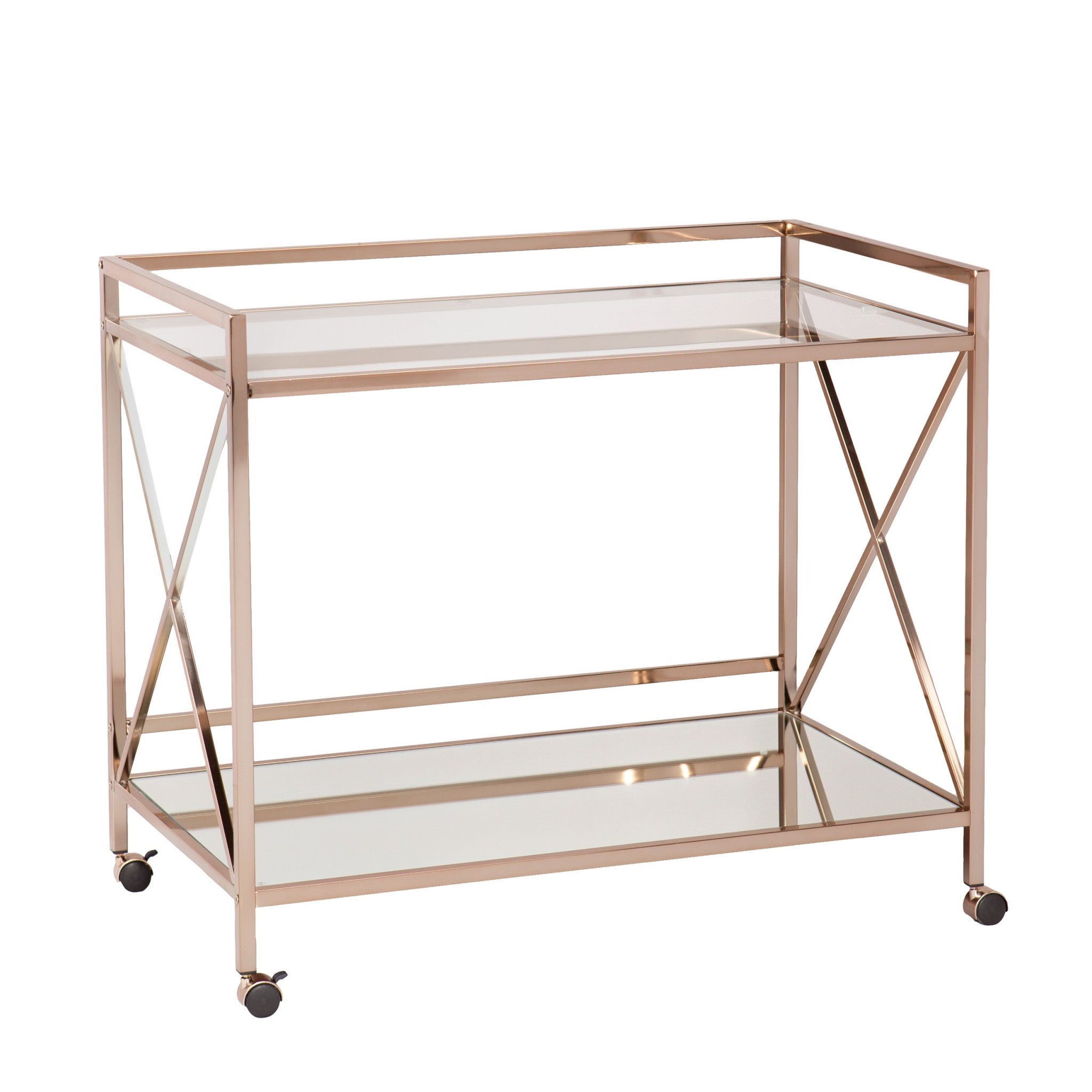 Gold Metal And Glass Rolling Bar Cart-Bar Cart-DECOROLALA