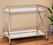 Gold Metal And Glass Rolling Bar Cart-Bar Cart-DECOROLALA