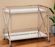 Gold Metal And Glass Rolling Bar Cart-Bar Carts and Servers-DECOROLALA