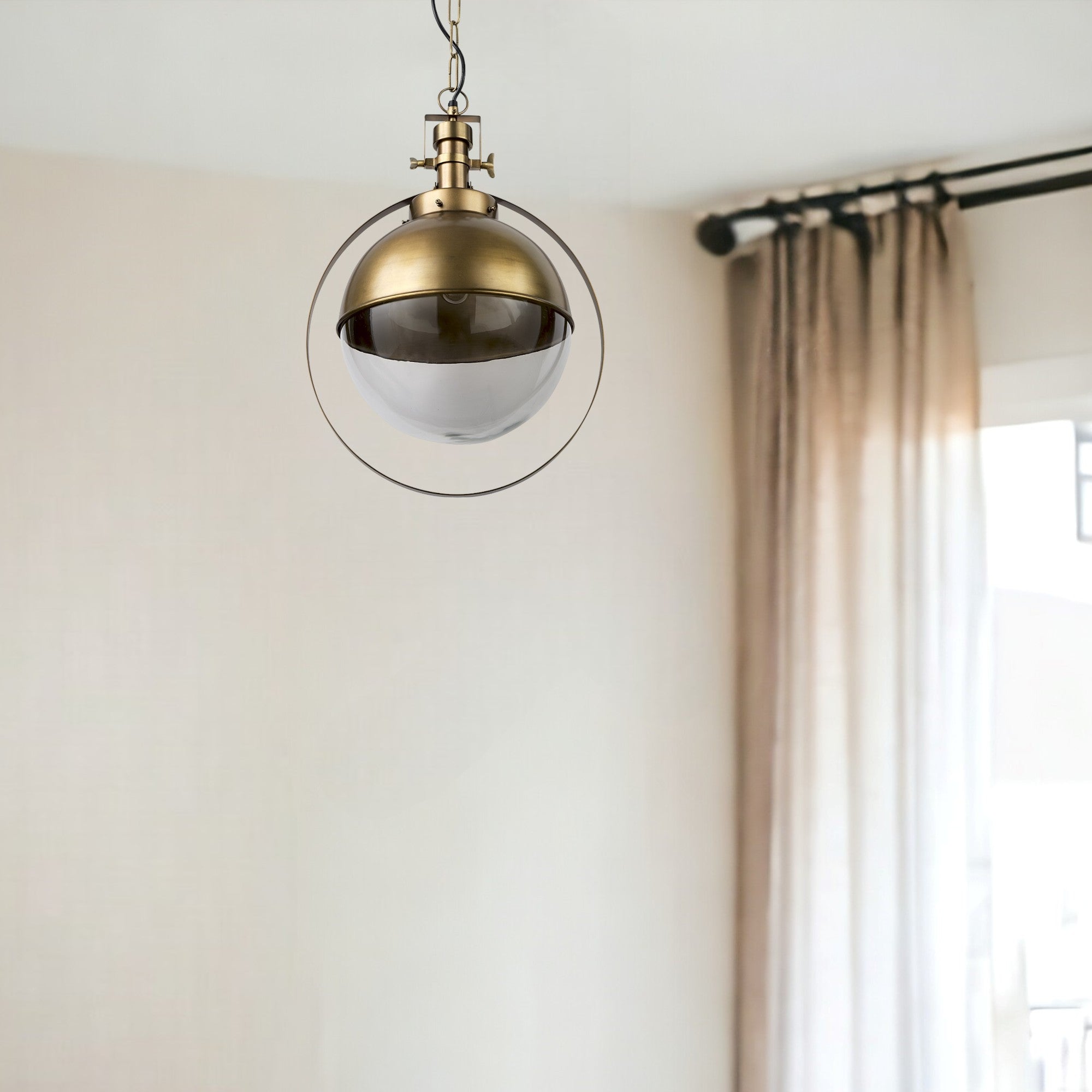 Gold Metal Sphere Pendant Hanging Light-Pendants-Hanging Lights-DECOROLALA