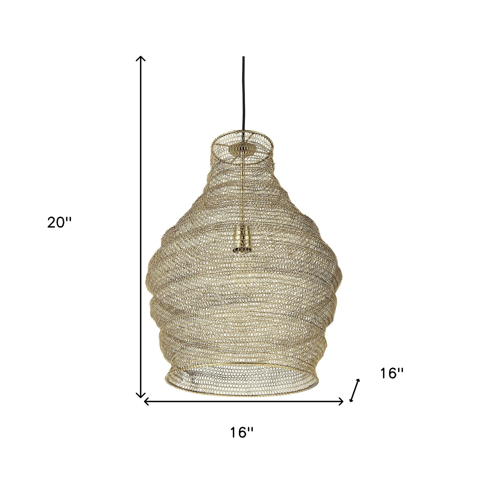 Gold Metal Wire Mesh Hanging Pendant Light-Pendants-Hanging Lights-DECOROLALA