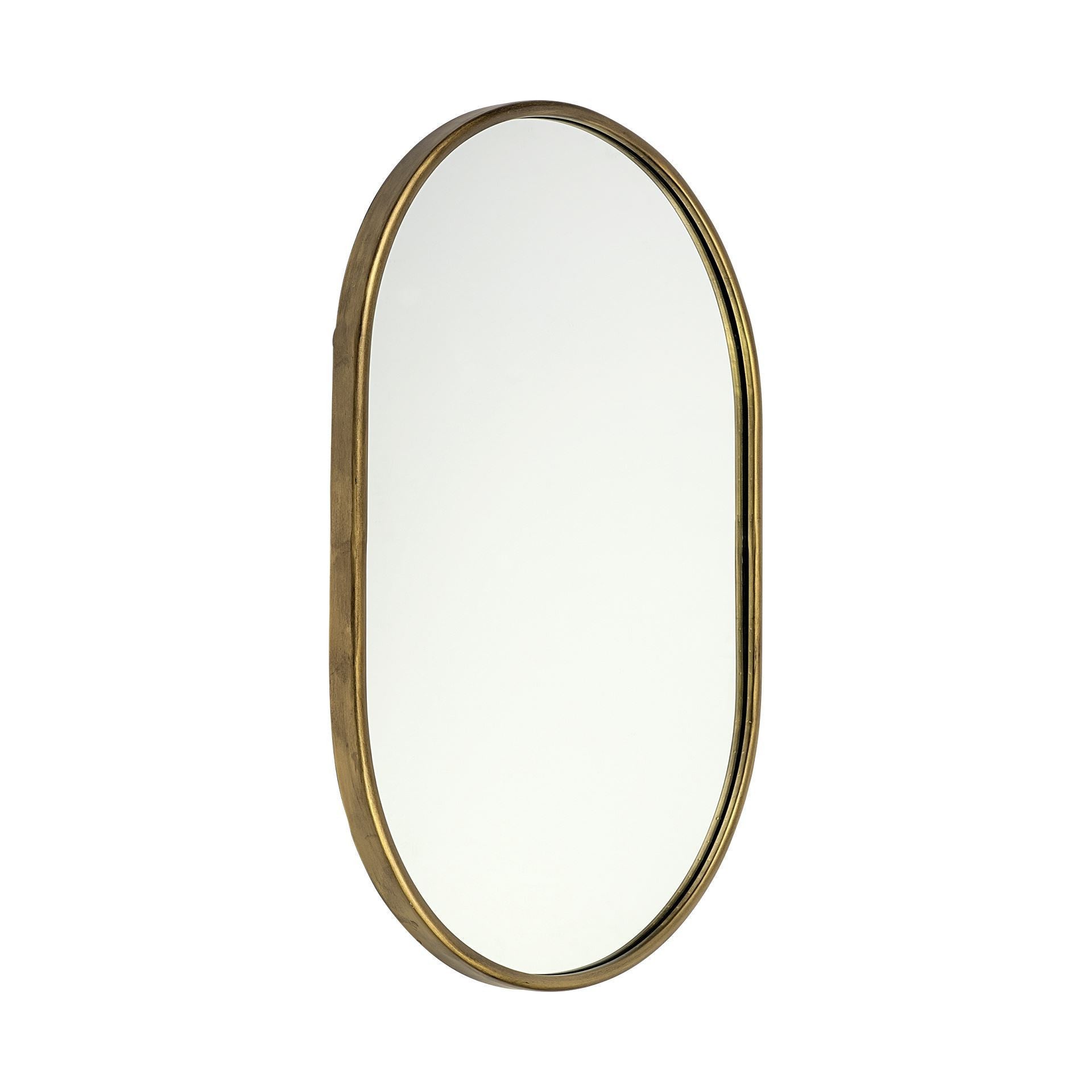Gold Oval Accent Metal Mirror-Mirrors-DECOROLALA