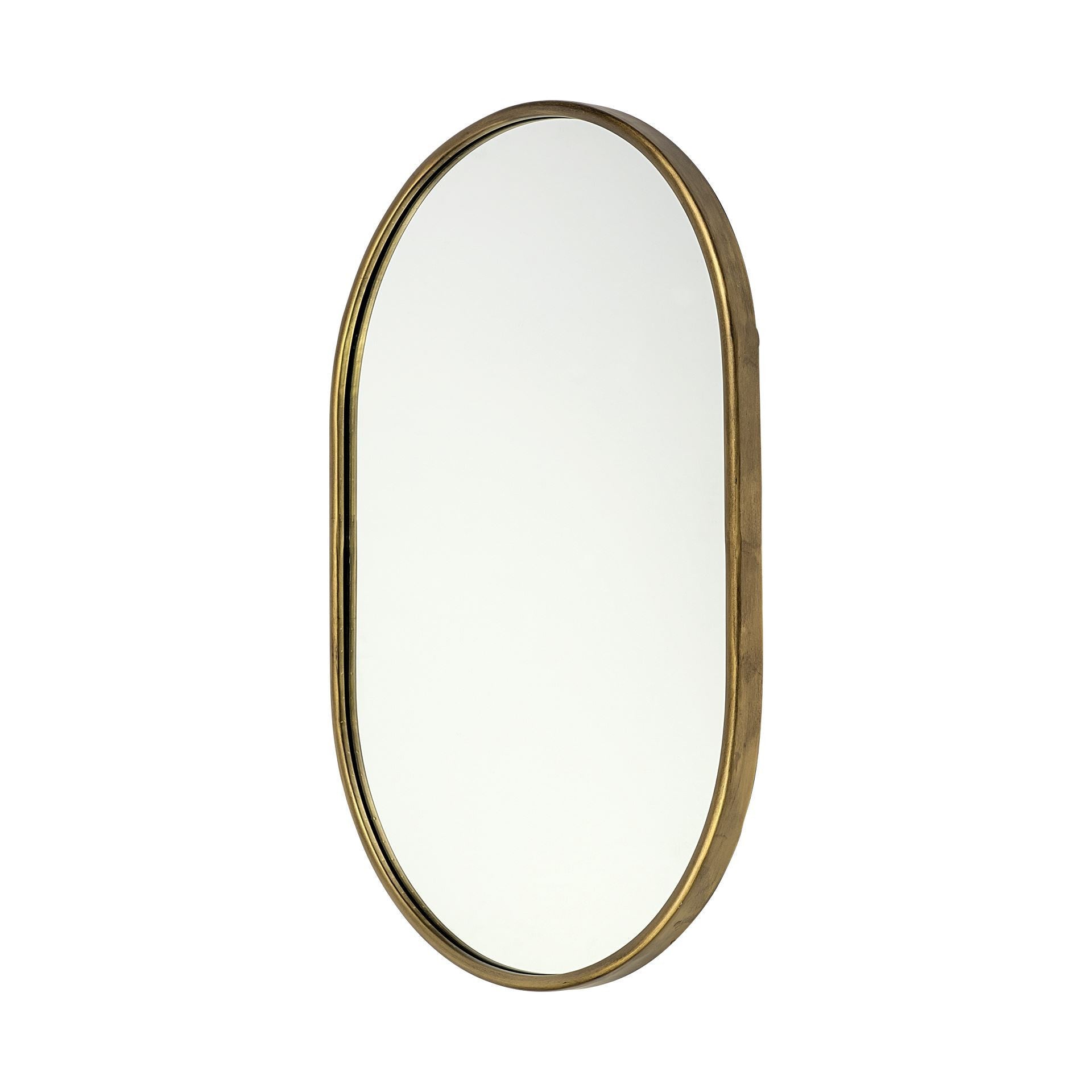 Gold Oval Accent Metal Mirror-Mirrors-DECOROLALA