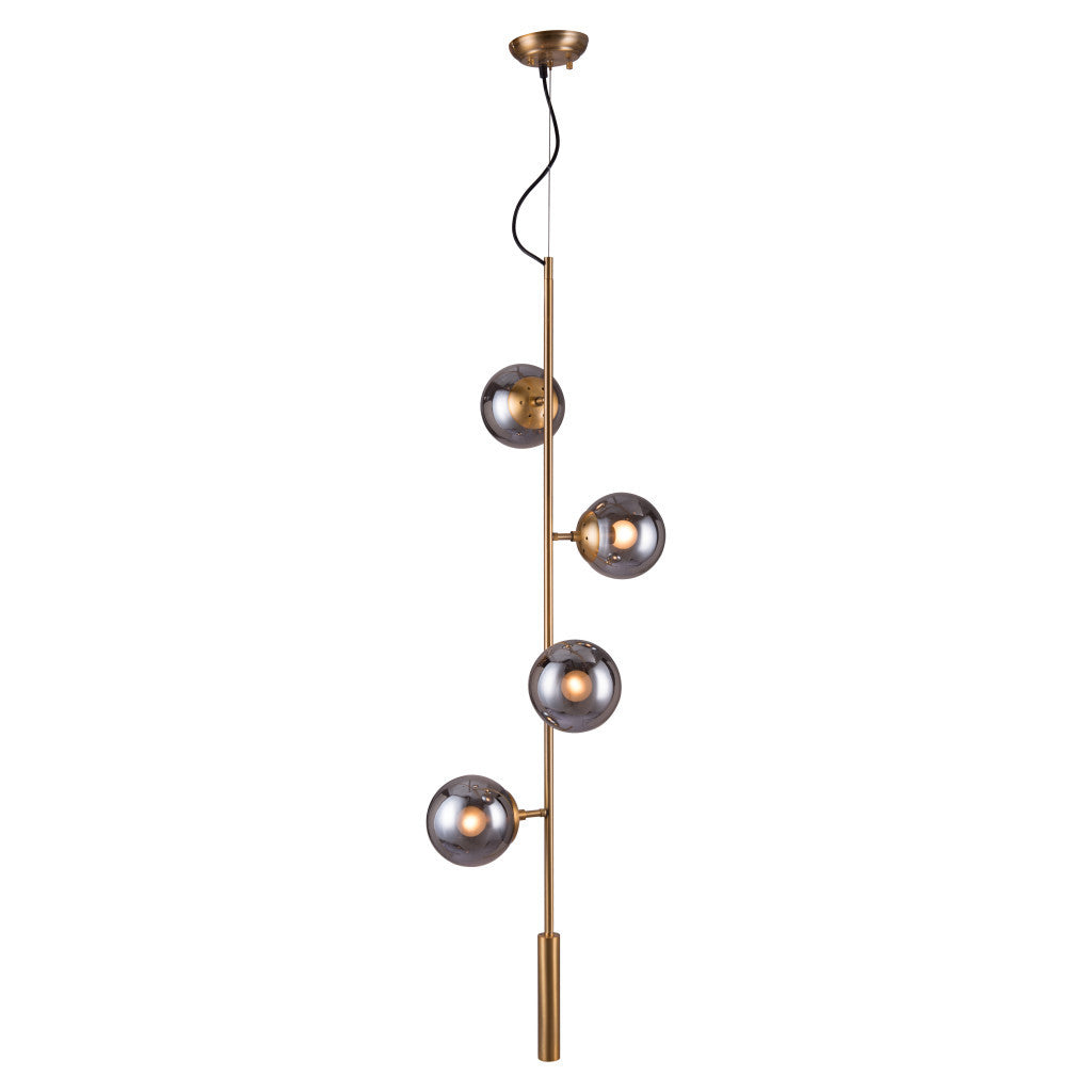 Gold Shaded Four Light Metal Dimmable Ceiling Light With Clear Shades-Chandeliers-DECOROLALA