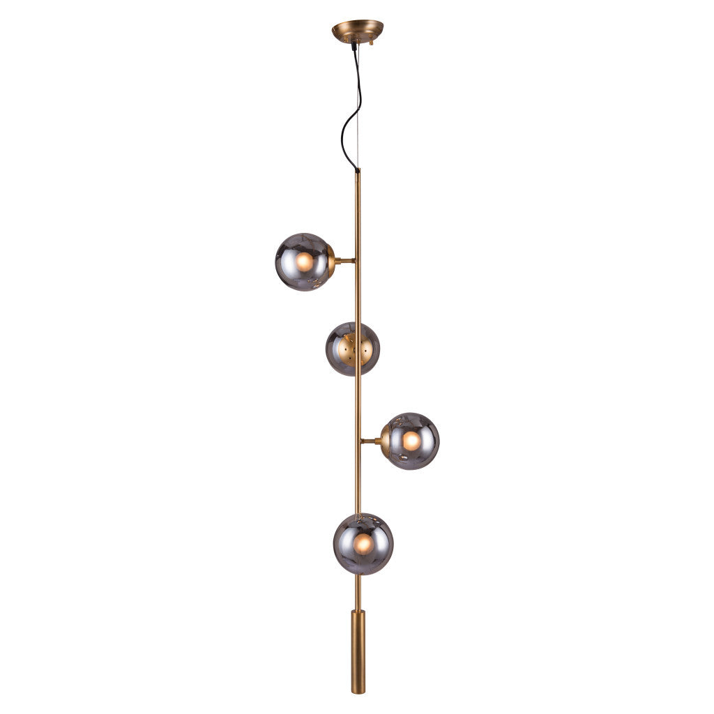 Gold Shaded Four Light Metal Dimmable Ceiling Light With Clear Shades-Chandeliers-DECOROLALA