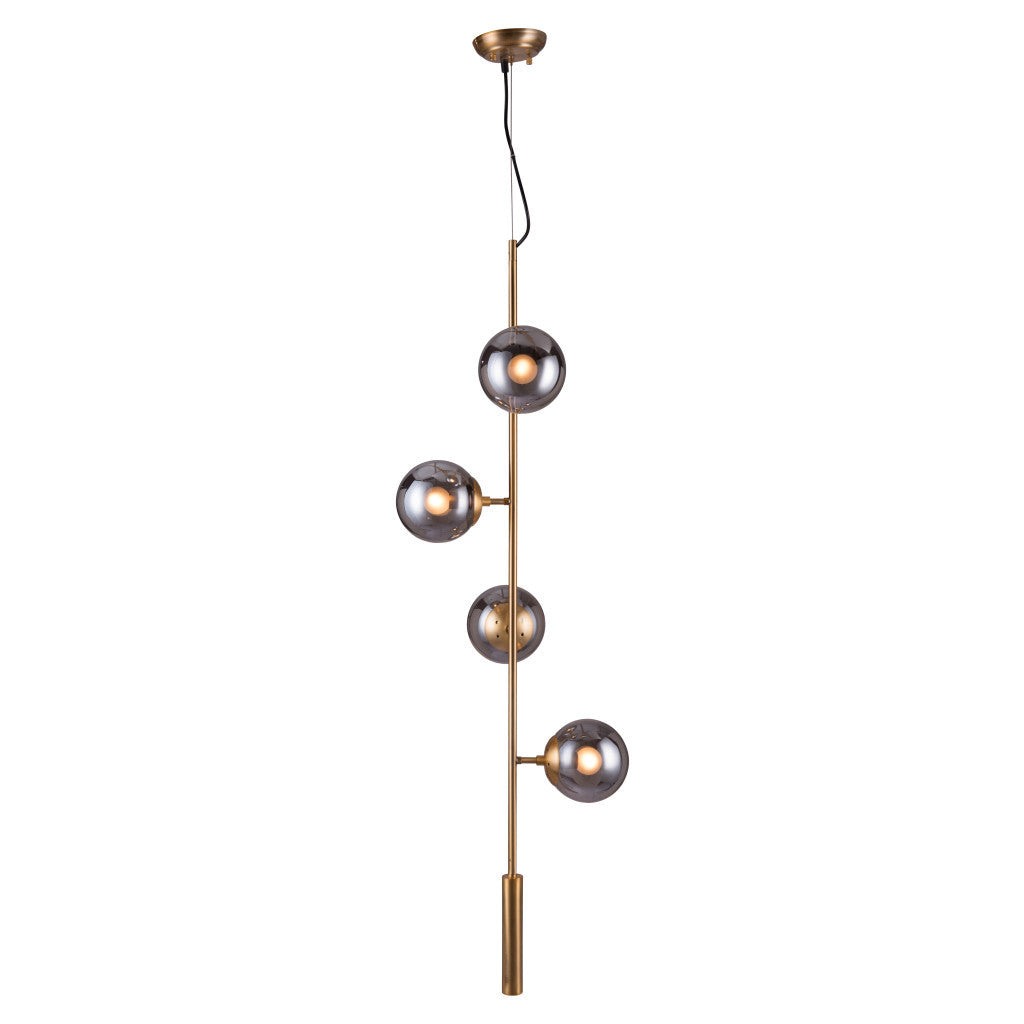 Gold Shaded Four Light Metal Dimmable Ceiling Light With Clear Shades-Chandeliers-DECOROLALA