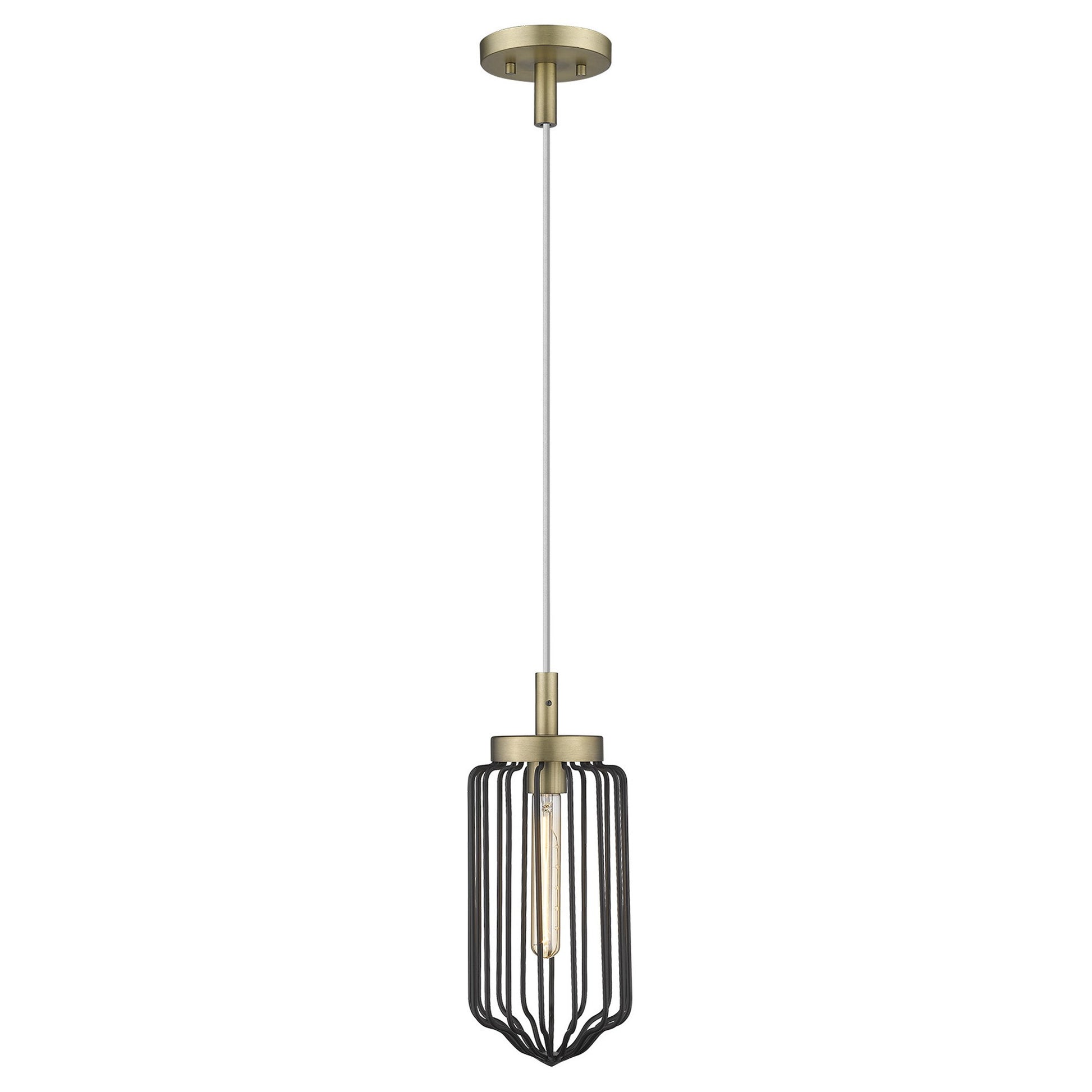 Gold and Black Metal Cage Pendant Hanging Light-Pendants-Hanging Lights-DECOROLALA