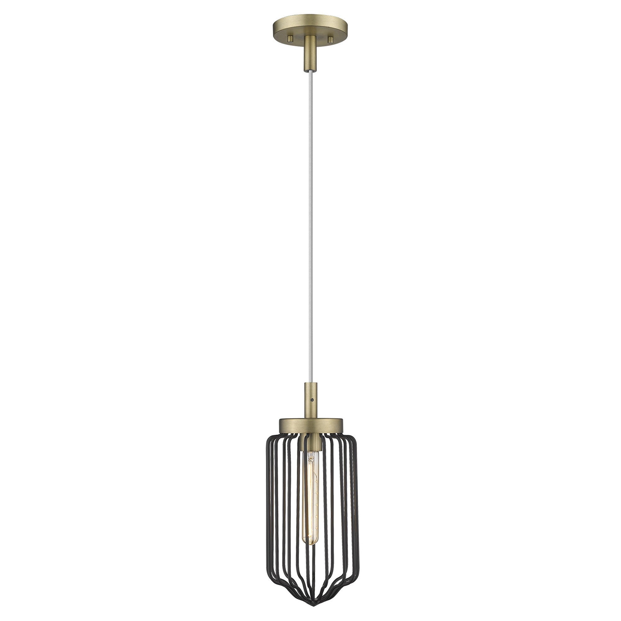 Gold and Black Metal Cage Pendant Hanging Light-Pendants-Hanging Lights-DECOROLALA