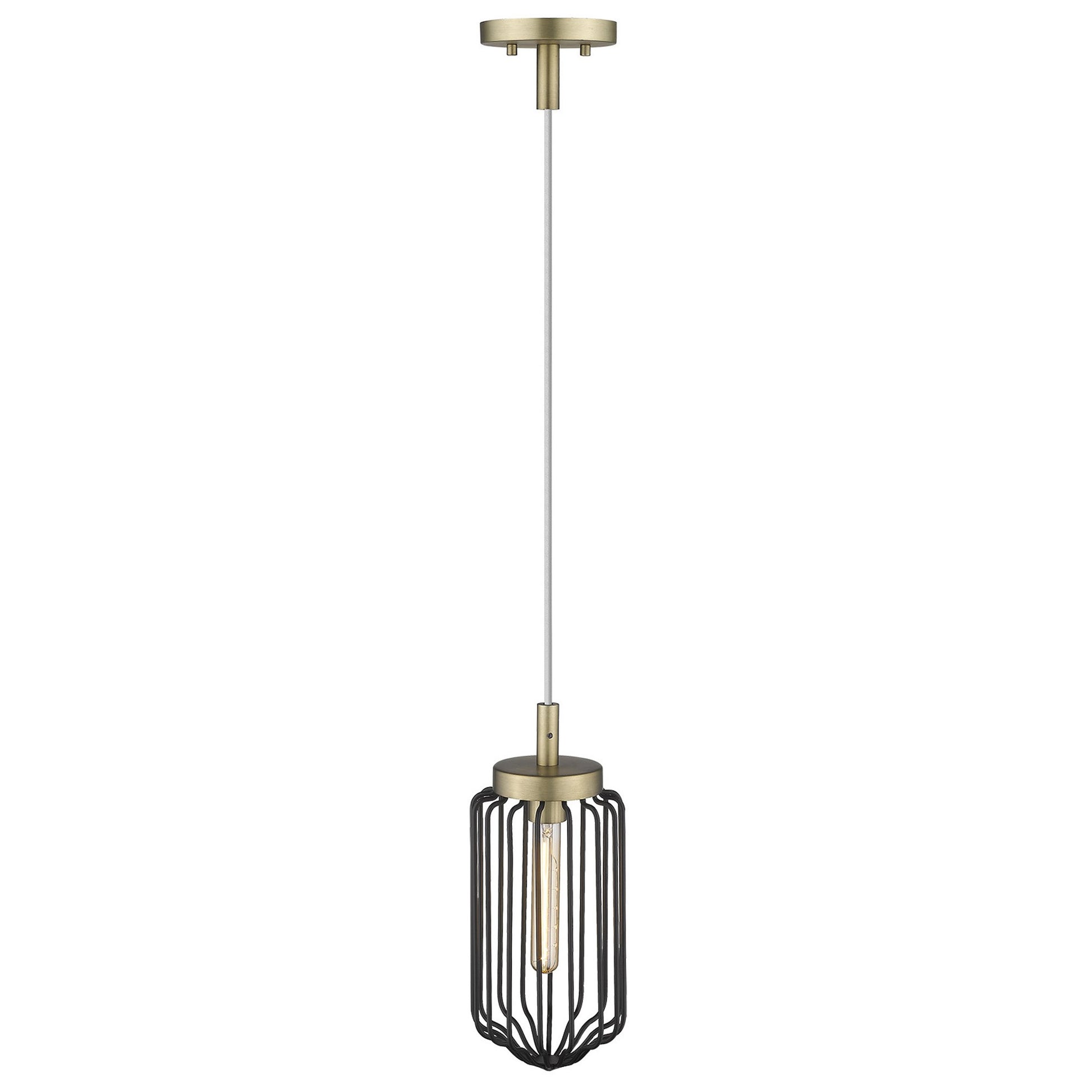 Gold and Black Metal Cage Pendant Hanging Light-Pendants-Hanging Lights-DECOROLALA