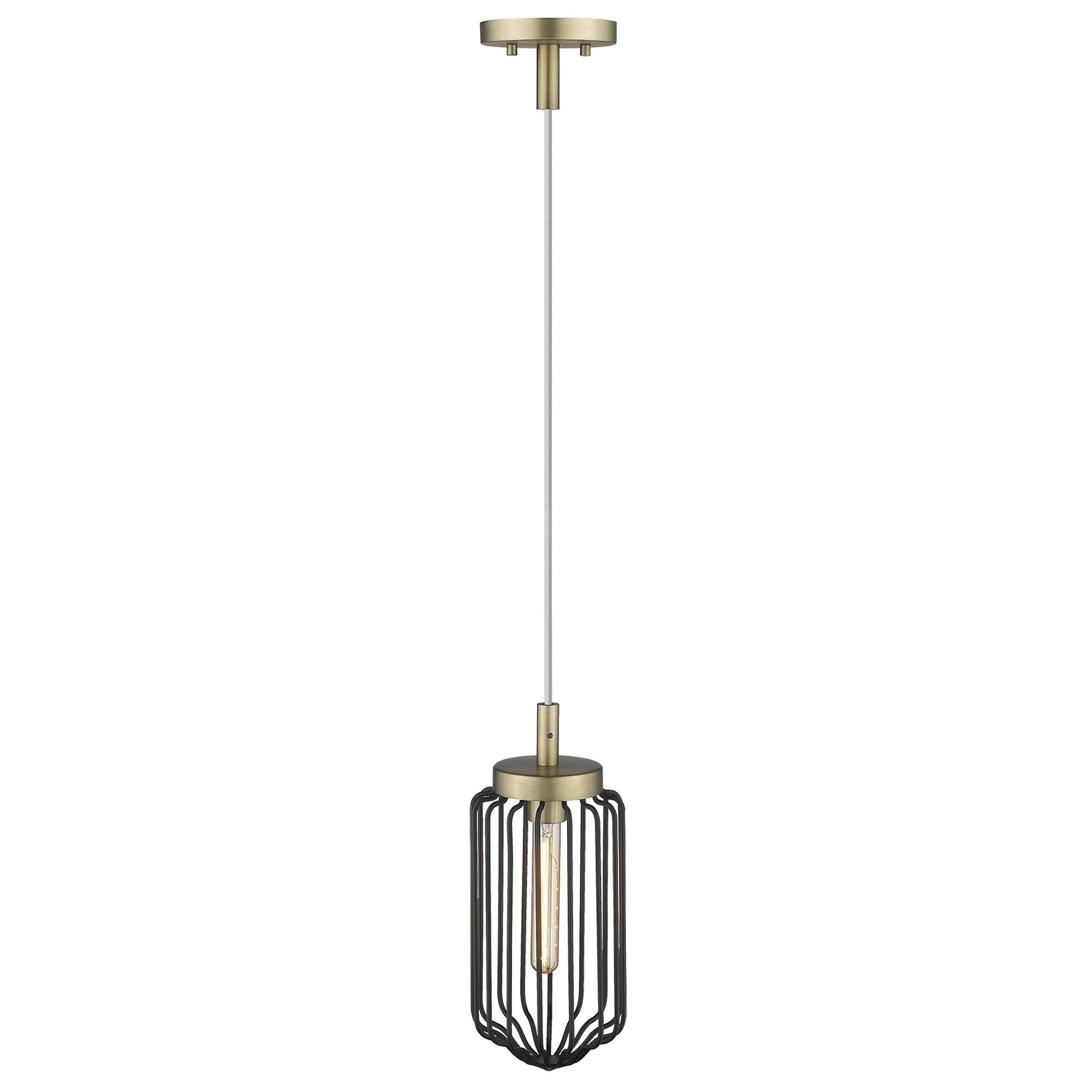 Gold and Black Metal Cage Pendant Hanging Light-Pendants-Hanging Lights-DECOROLALA