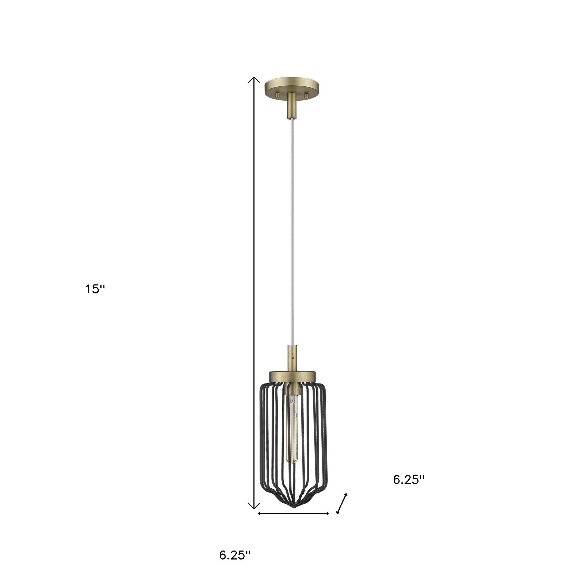 Gold and Black Metal Cage Pendant Hanging Light-Pendants-Hanging Lights-DECOROLALA