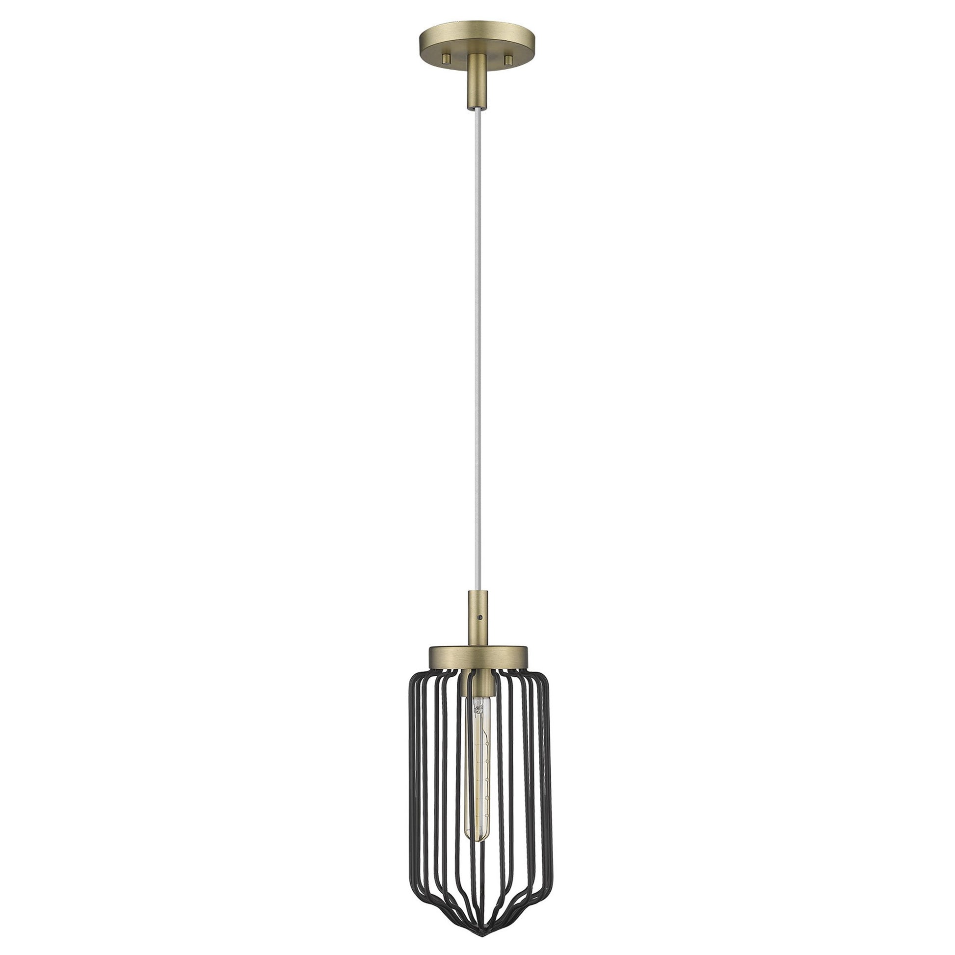 Gold and Black Metal Cage Pendant Hanging Light-Pendants-Hanging Lights-DECOROLALA