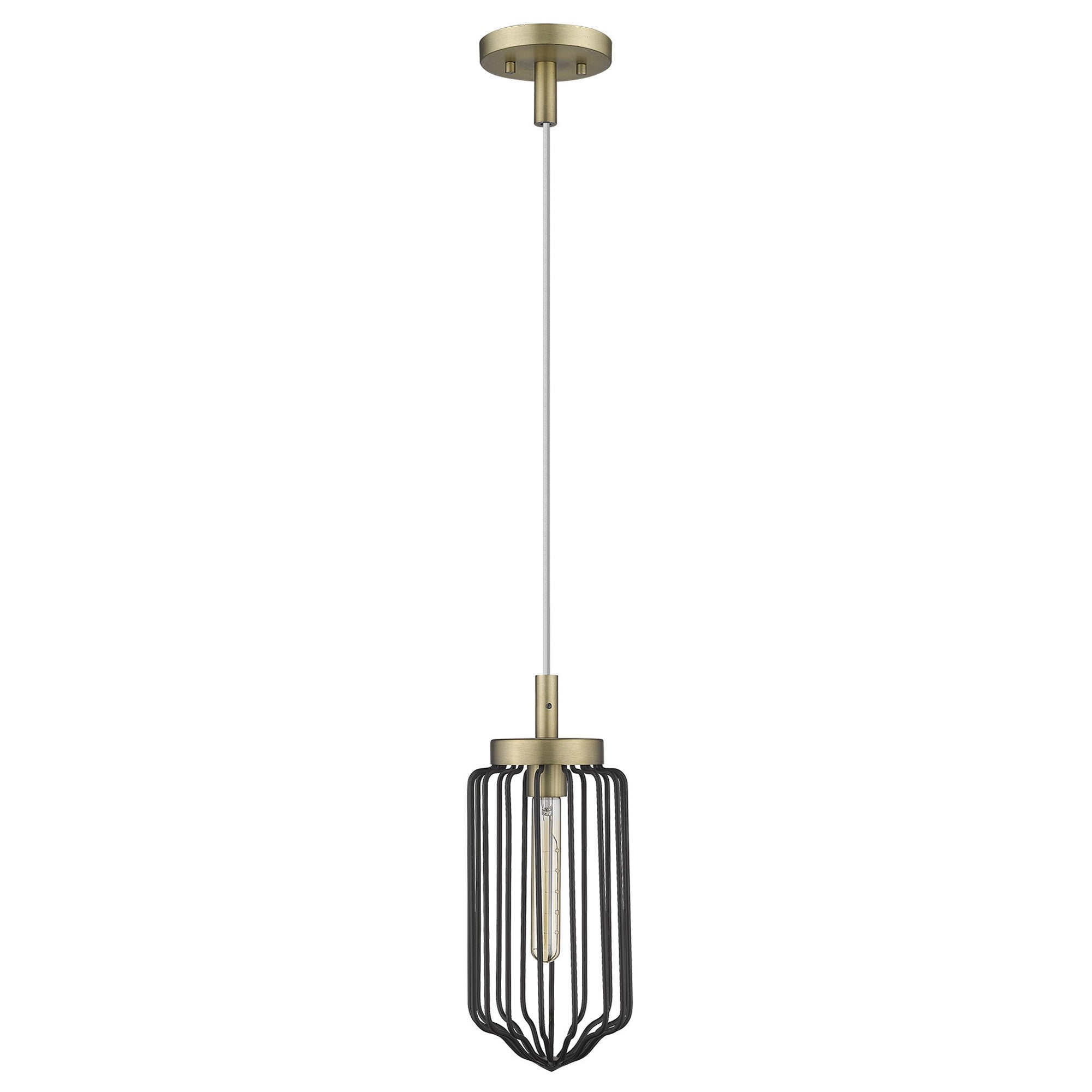 Gold and Black Metal Cage Pendant Hanging Light-Pendants-Hanging Lights-DECOROLALA
