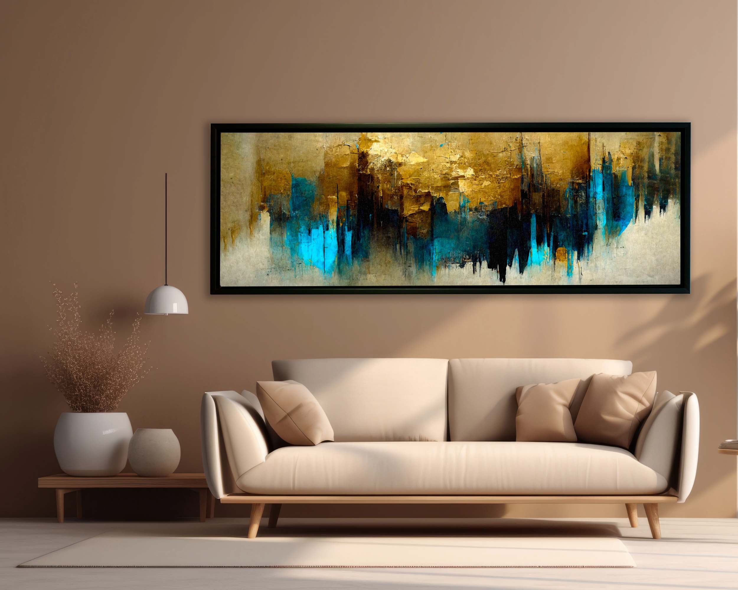 Gold and Blue Abstract Canvas Wall Art-Wall Art-DECOROLALA