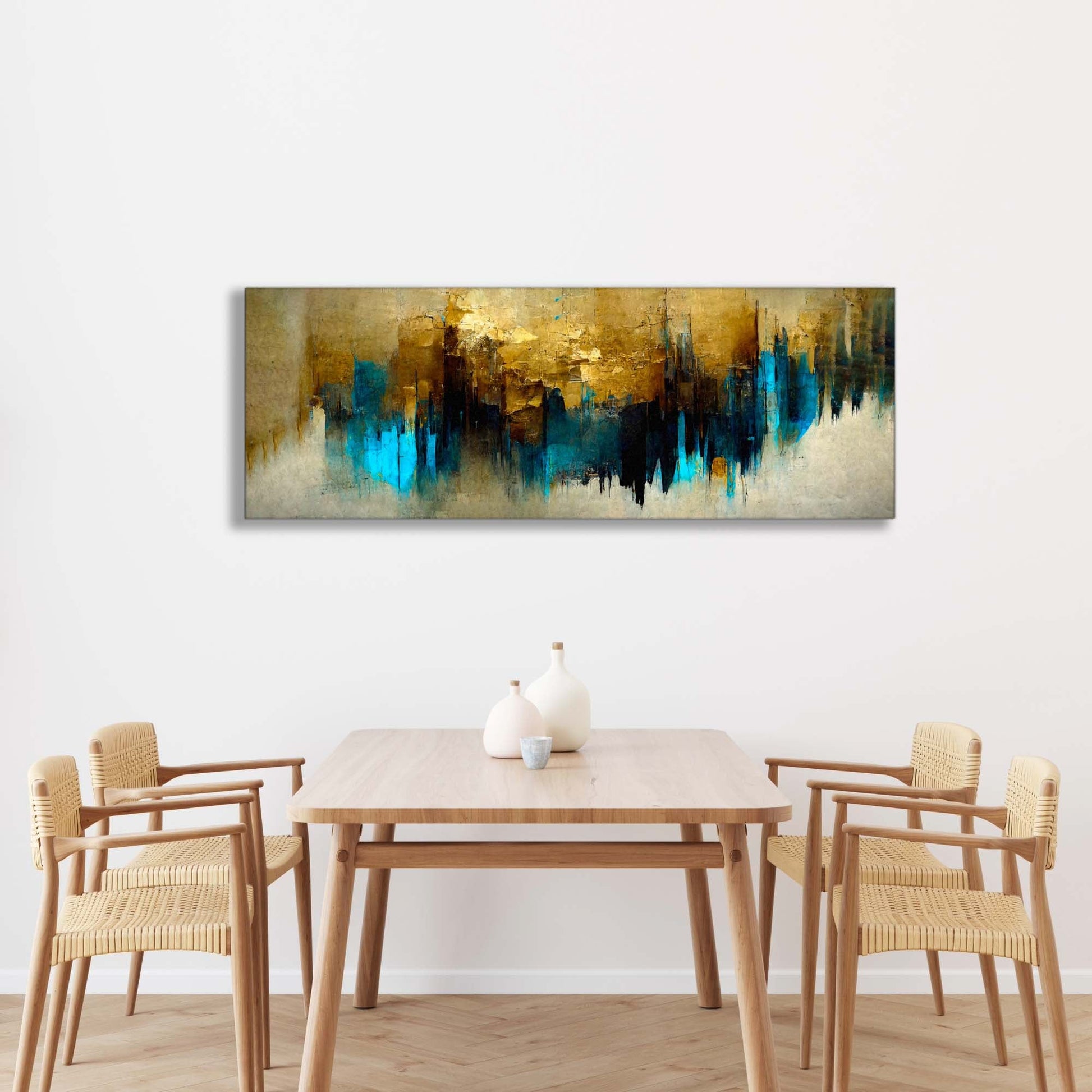 Gold and Blue Abstract Canvas Wall Art-Wall Art-DECOROLALA