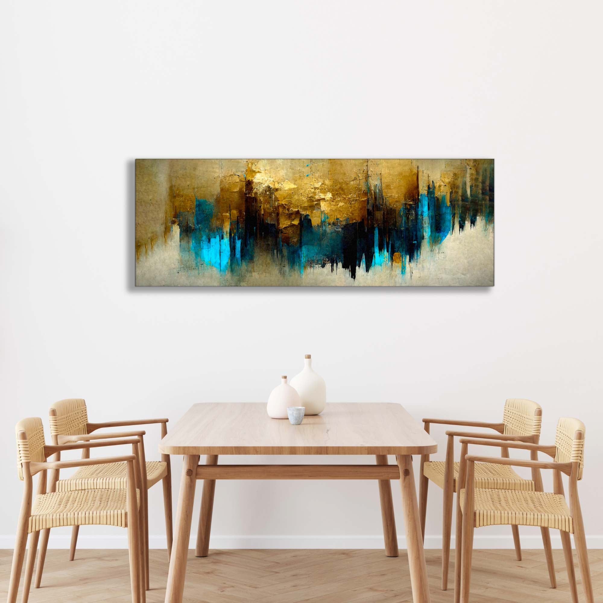 Gold and Blue Abstract Canvas Wall Art-Wall Art-DECOROLALA