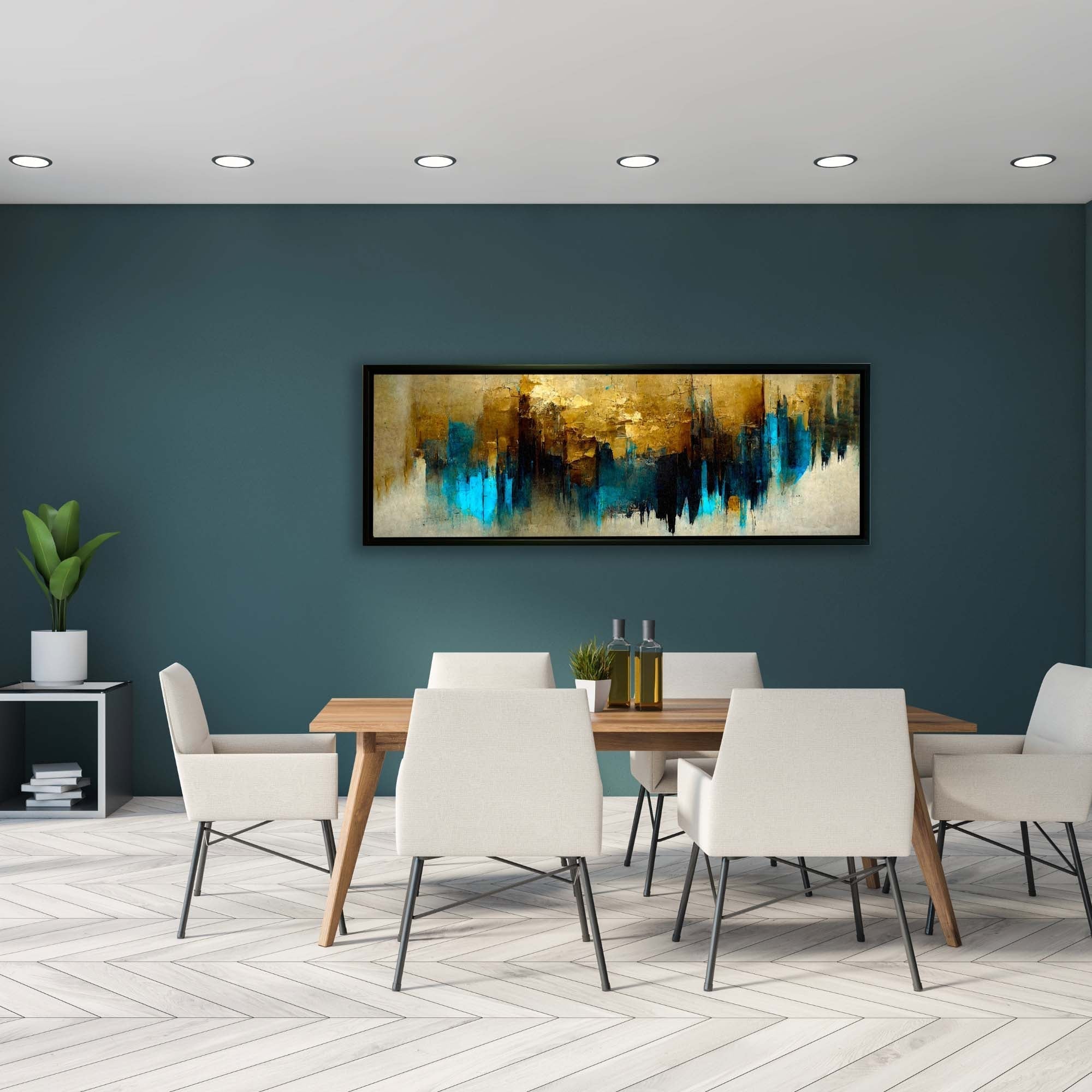 Gold and Blue Abstract Canvas Wall Art-Wall Art-DECOROLALA