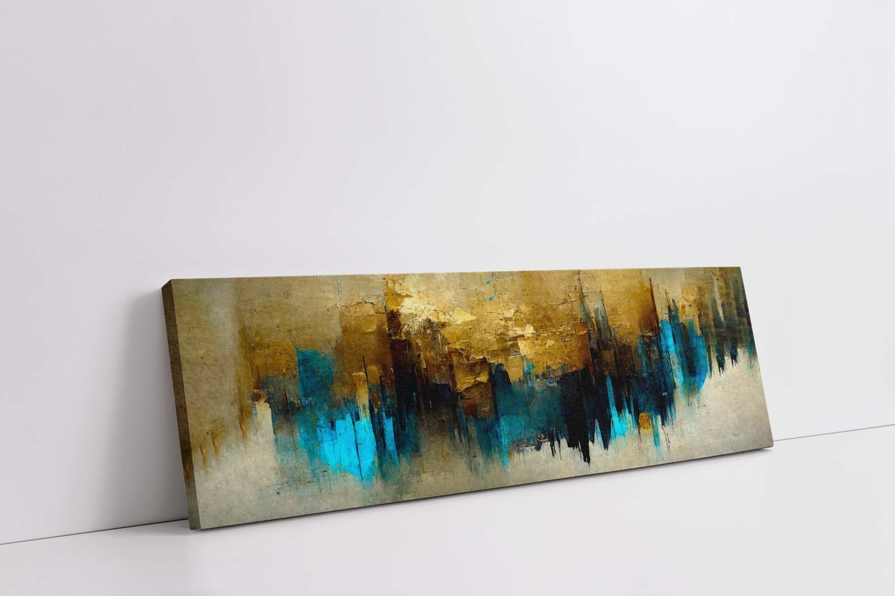 Gold and Blue Abstract Canvas Wall Art-Wall Art-DECOROLALA