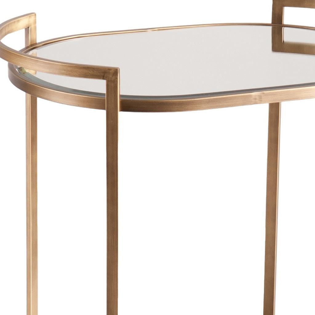 Gold and Silver Metal And Mirrored Glass Bar Cart-Bar Carts and Servers-DECOROLALA