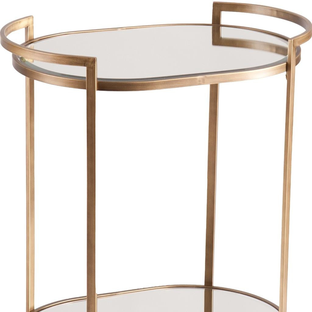 Gold and Silver Metal And Mirrored Glass Bar Cart-Bar Carts and Servers-DECOROLALA