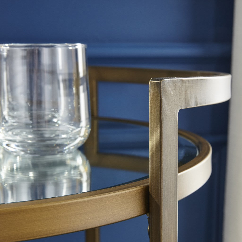 Gold and Silver Metal And Mirrored Glass Bar Cart-Bar Carts and Servers-DECOROLALA