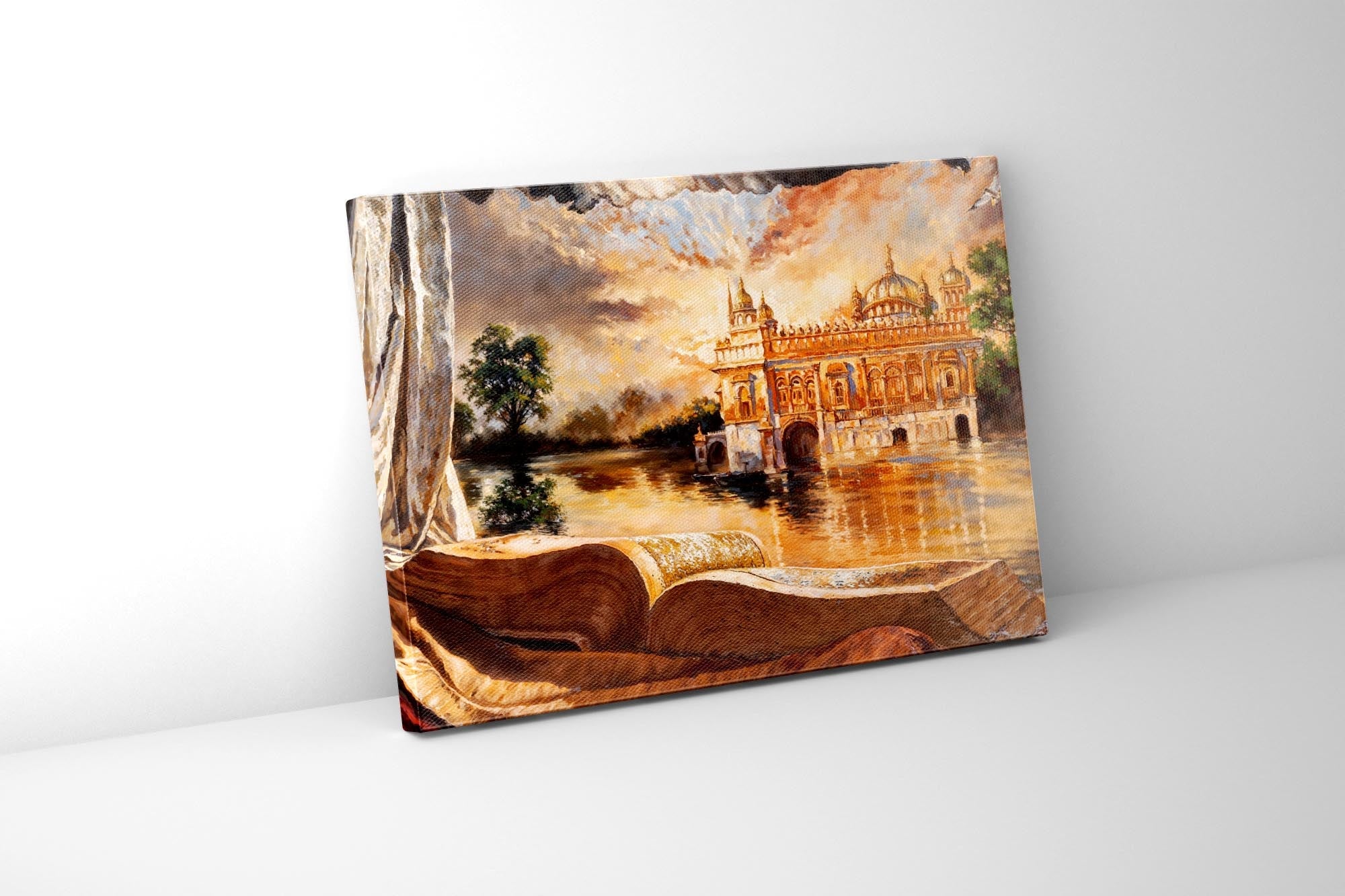 Golden Temple Canvas Wall Art 48x36-Wall Art-DECOROLALA