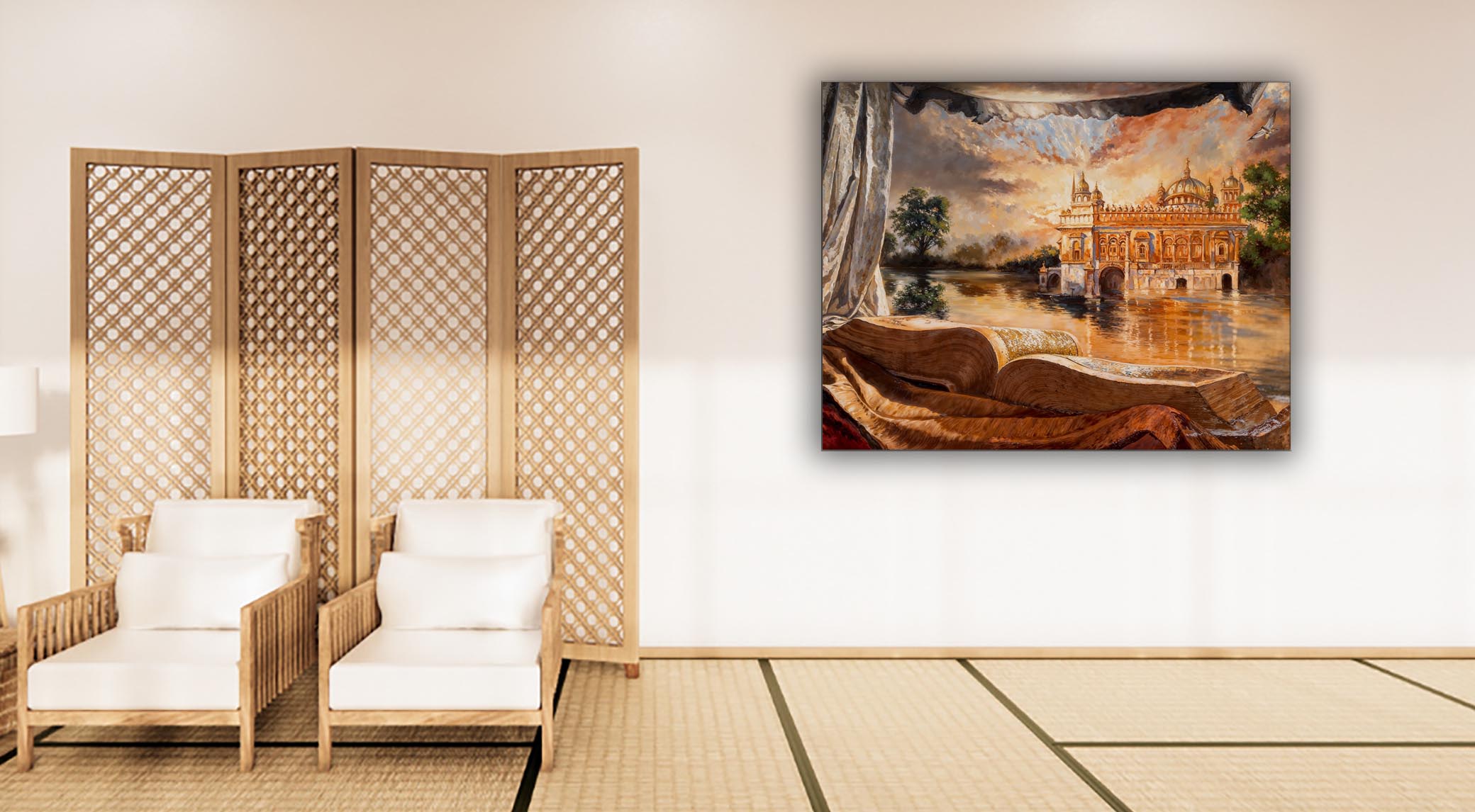 Golden Temple Canvas Wall Art 48x36-Wall Art-DECOROLALA