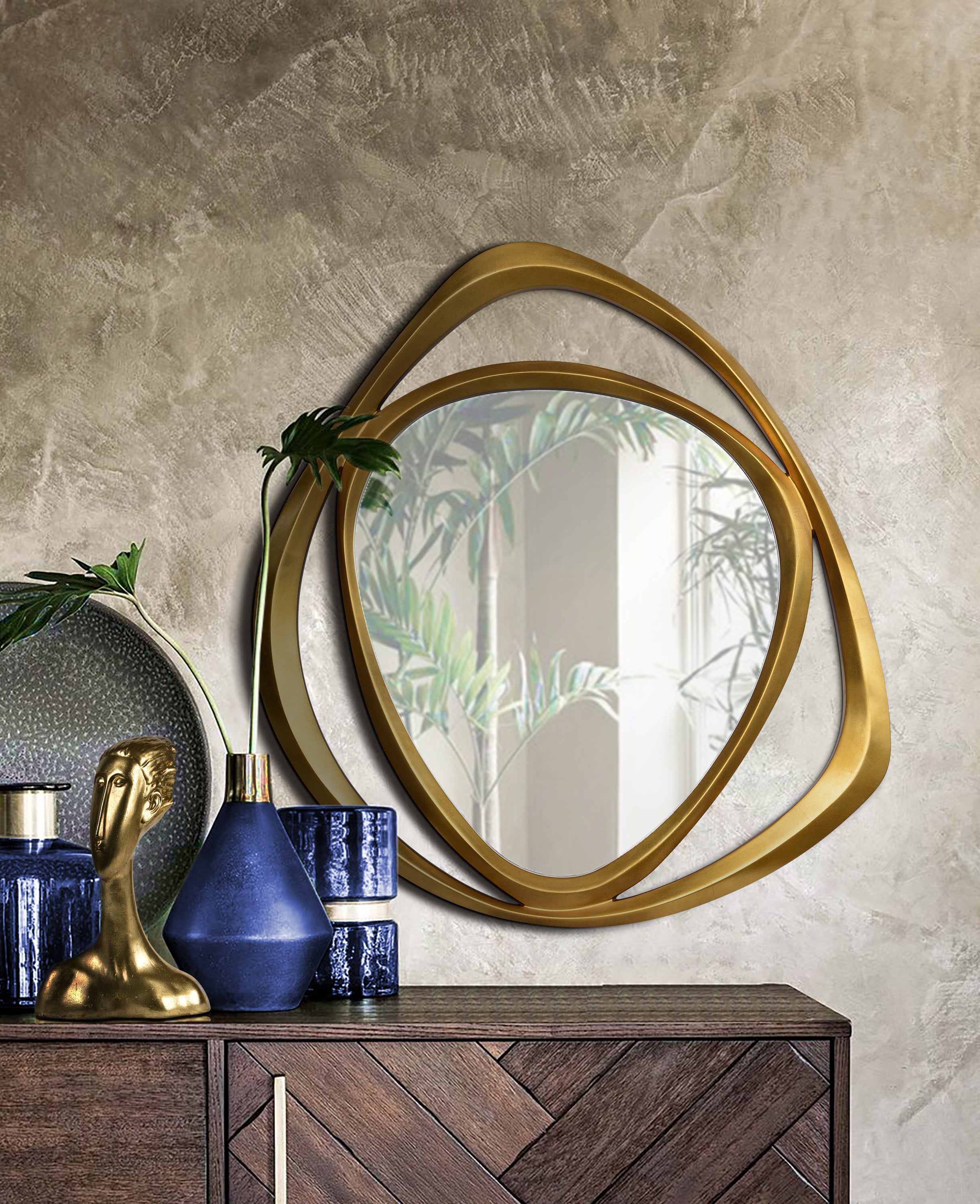 Goldie 42" Tall Irregular Wall Mirror, Yellow-Mirror-DECOROLALA