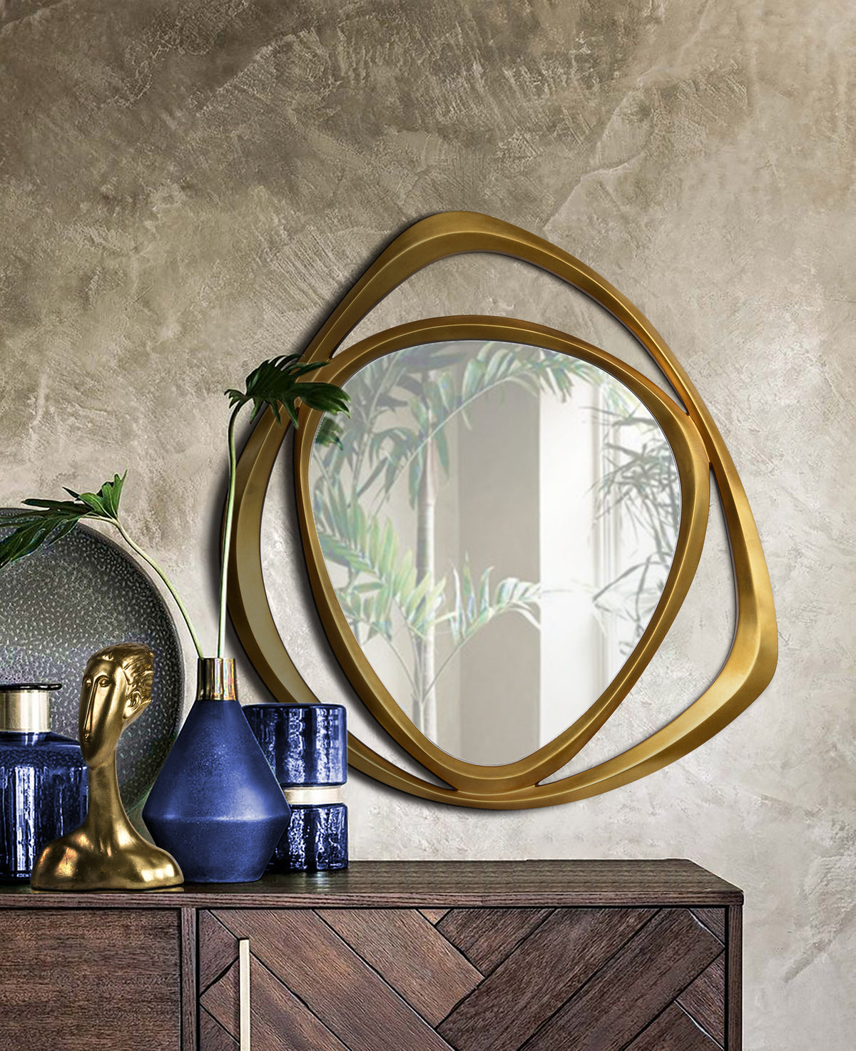 Goldie 42" Tall Irregular Wall Mirror, Yellow-Mirrors-DECOROLALA