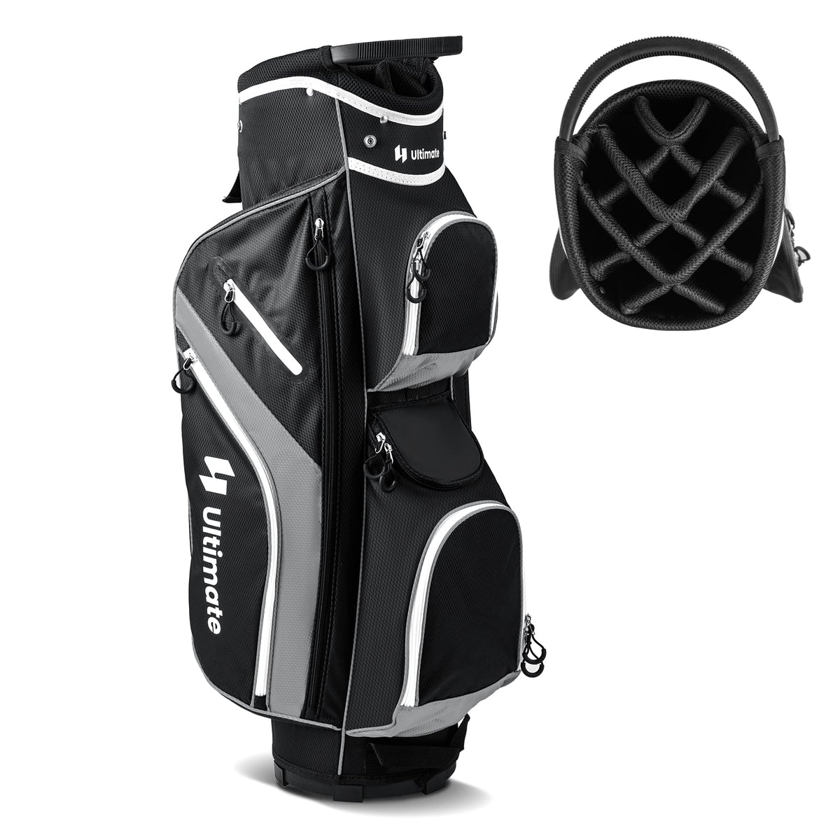 Golf Cart Bag with 14 Way Top Dividers-Gray-Golf-DECOROLALA